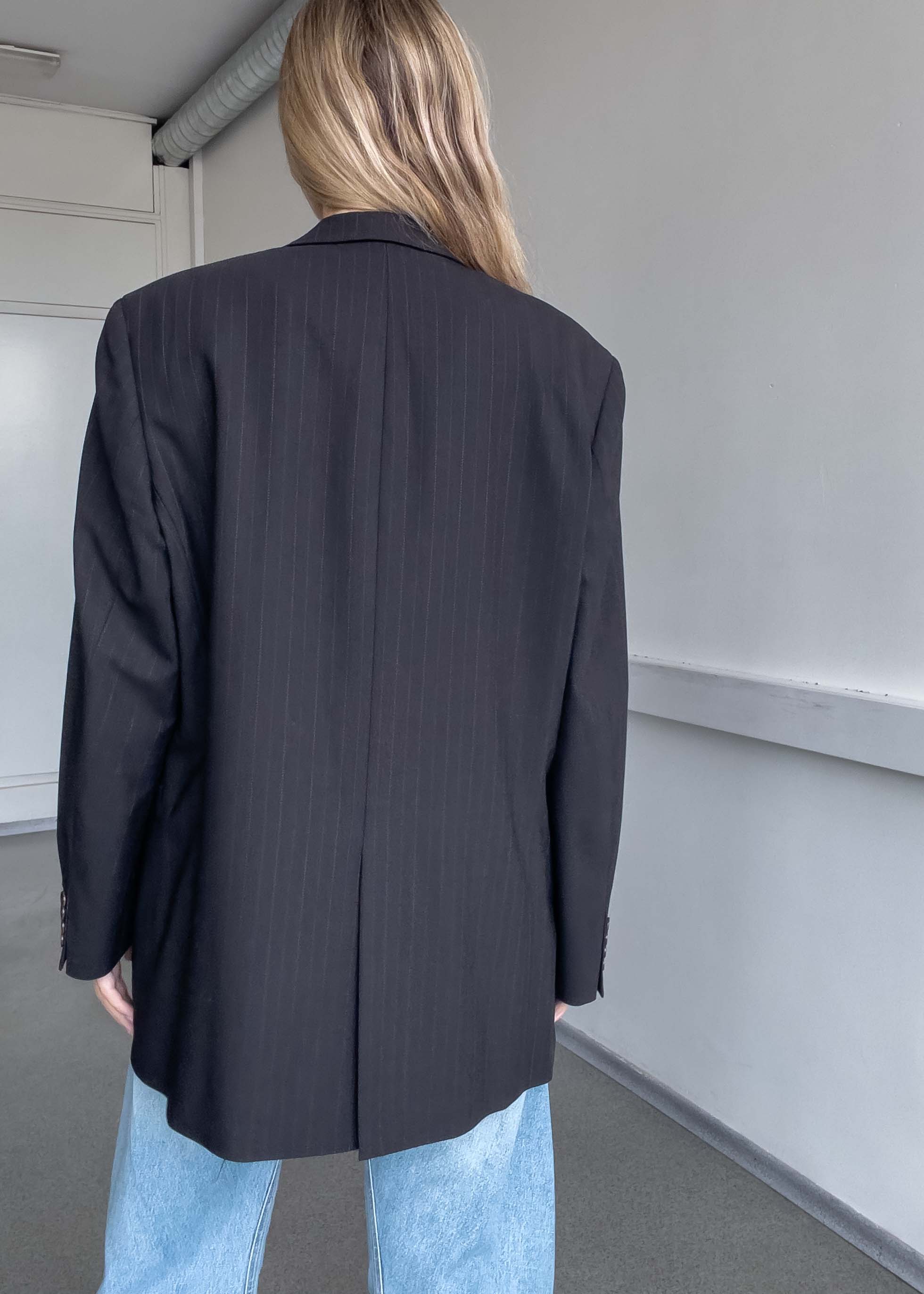 Vintage Brown Stripy Oversized Blazer