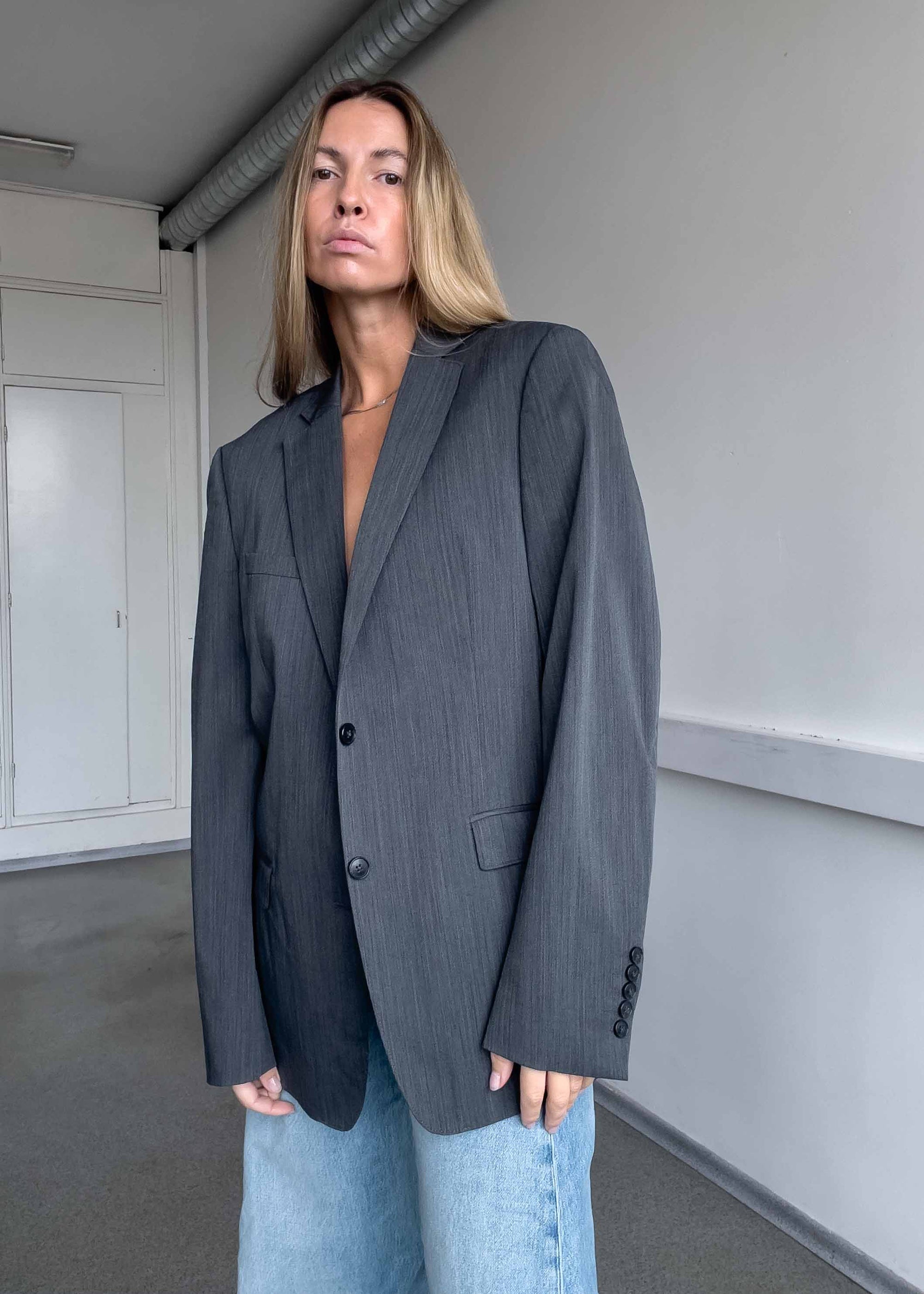 Vintage Grey Oversized Blazer