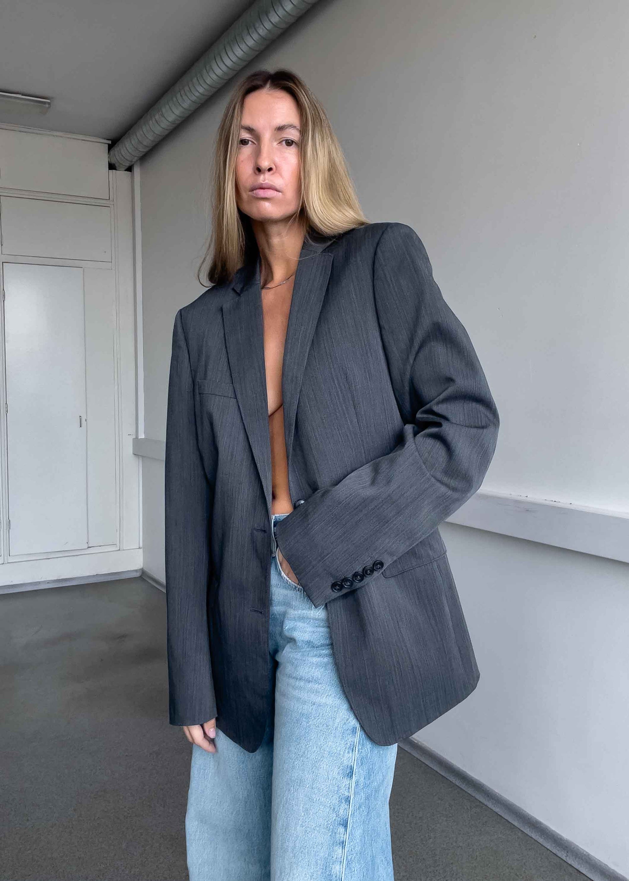 Vintage Grey Oversized Blazer