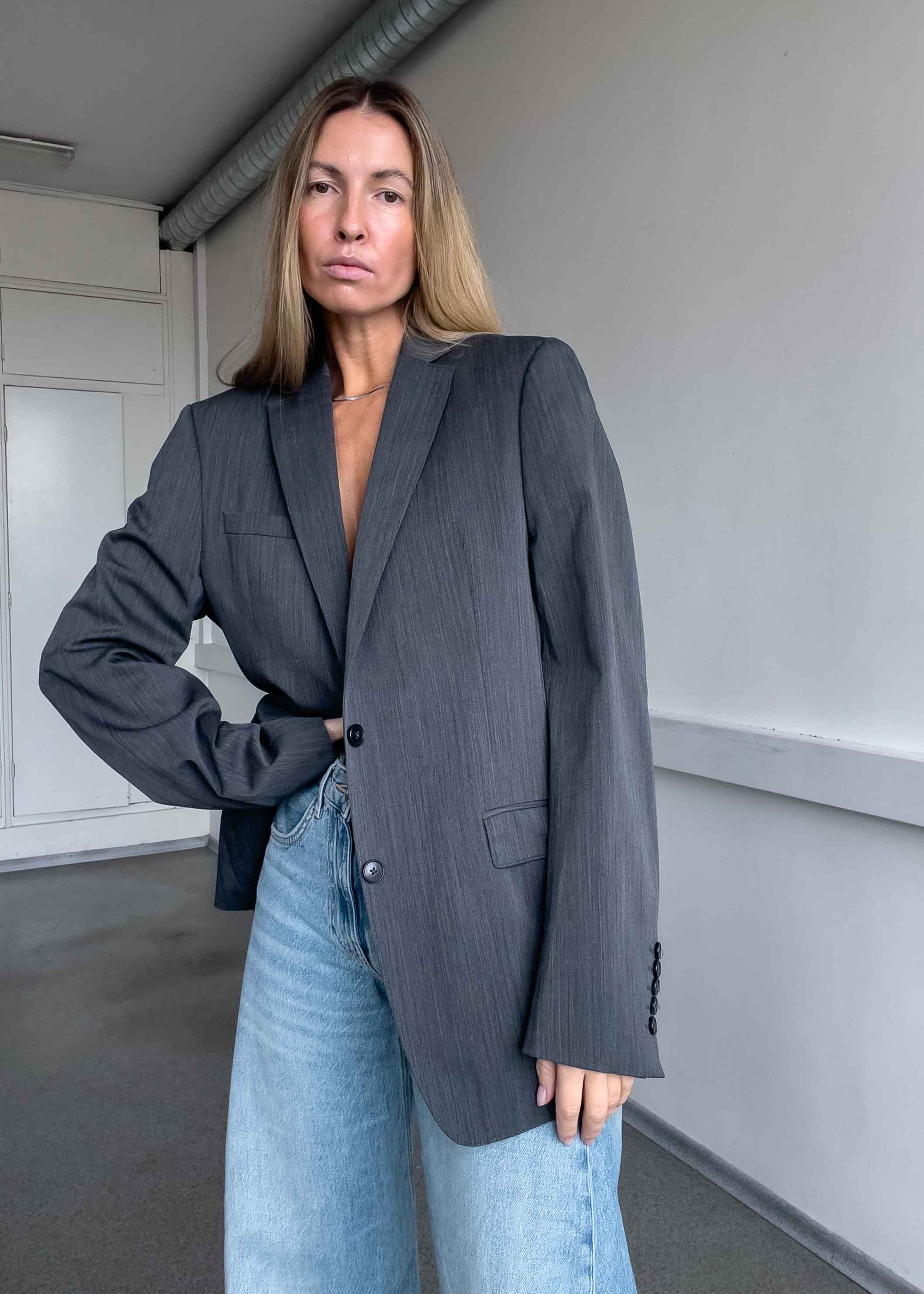 Vintage Grey Oversized Blazer