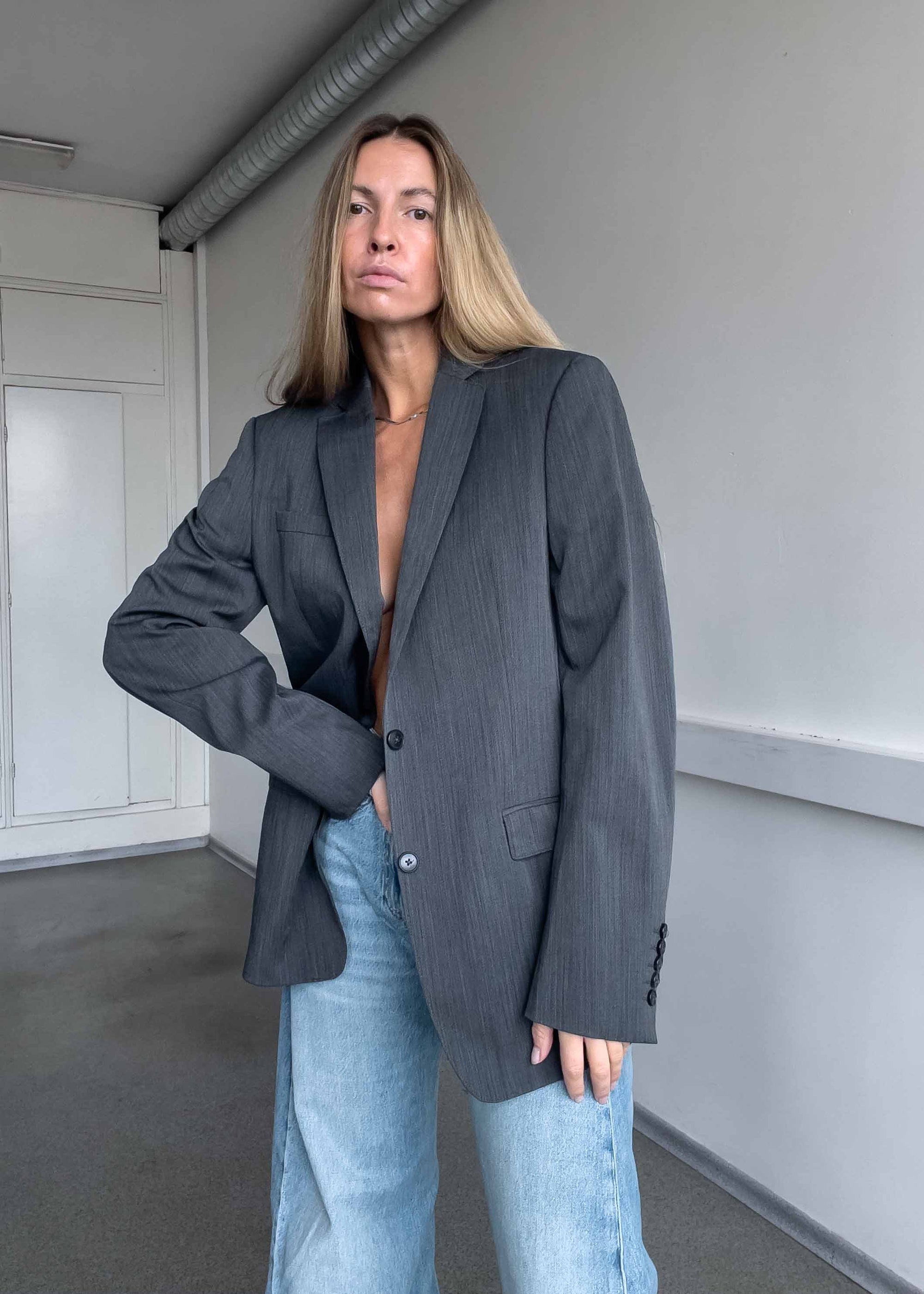 Vintage Grey Oversized Blazer