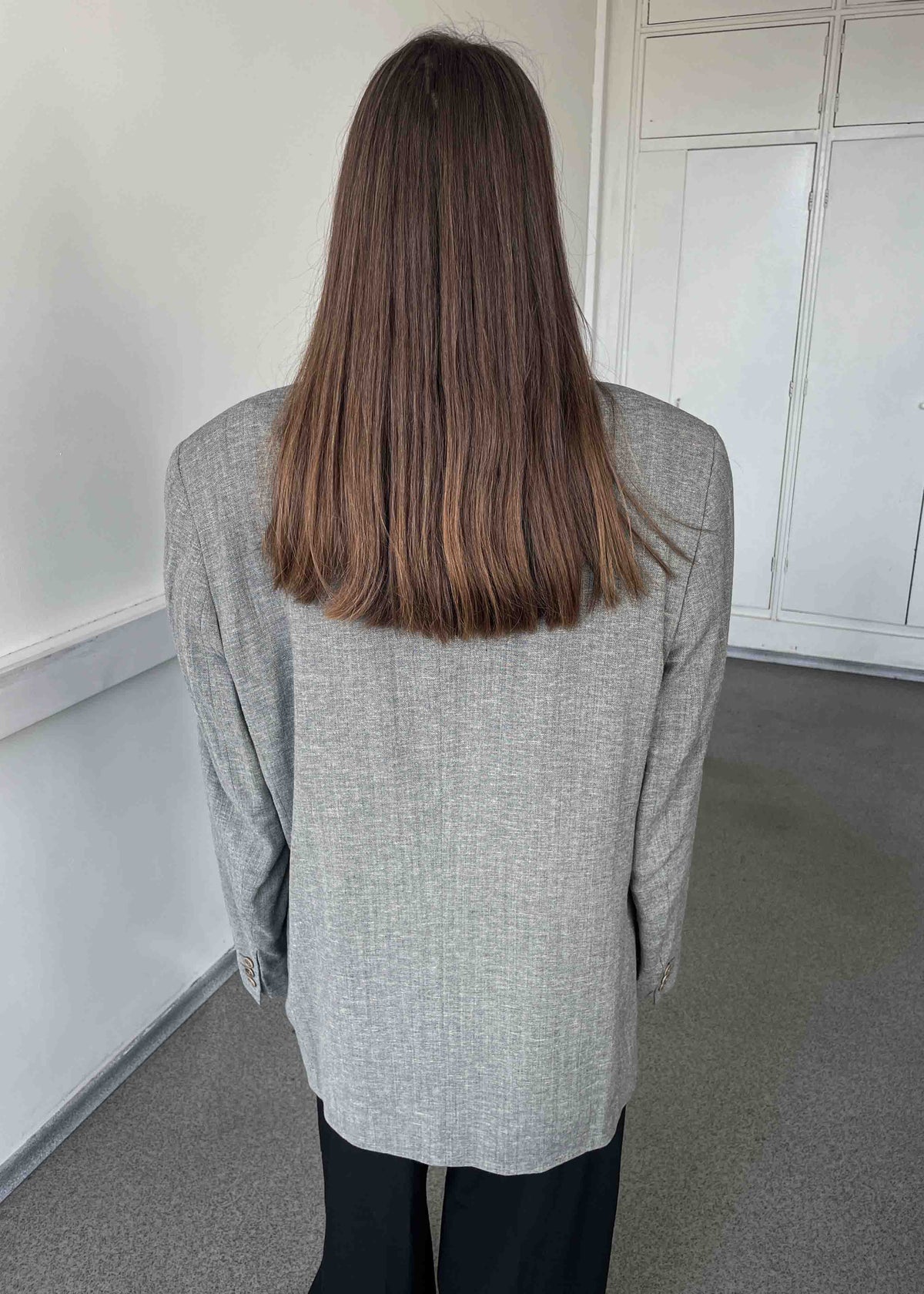 Vintage Light Grey Patterned Oversized Blazer