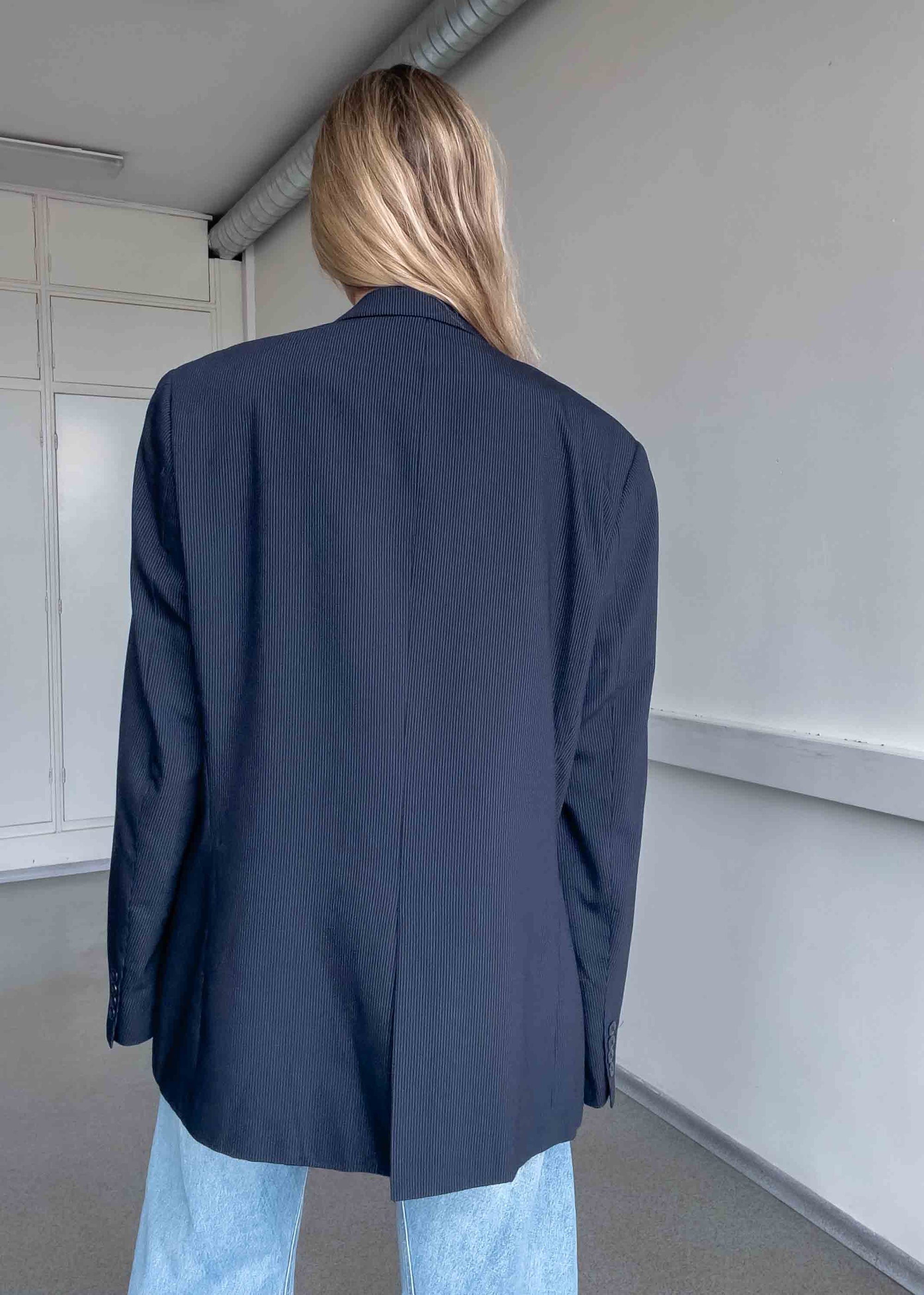 Vintage Blue Stripy Oversized Blazer