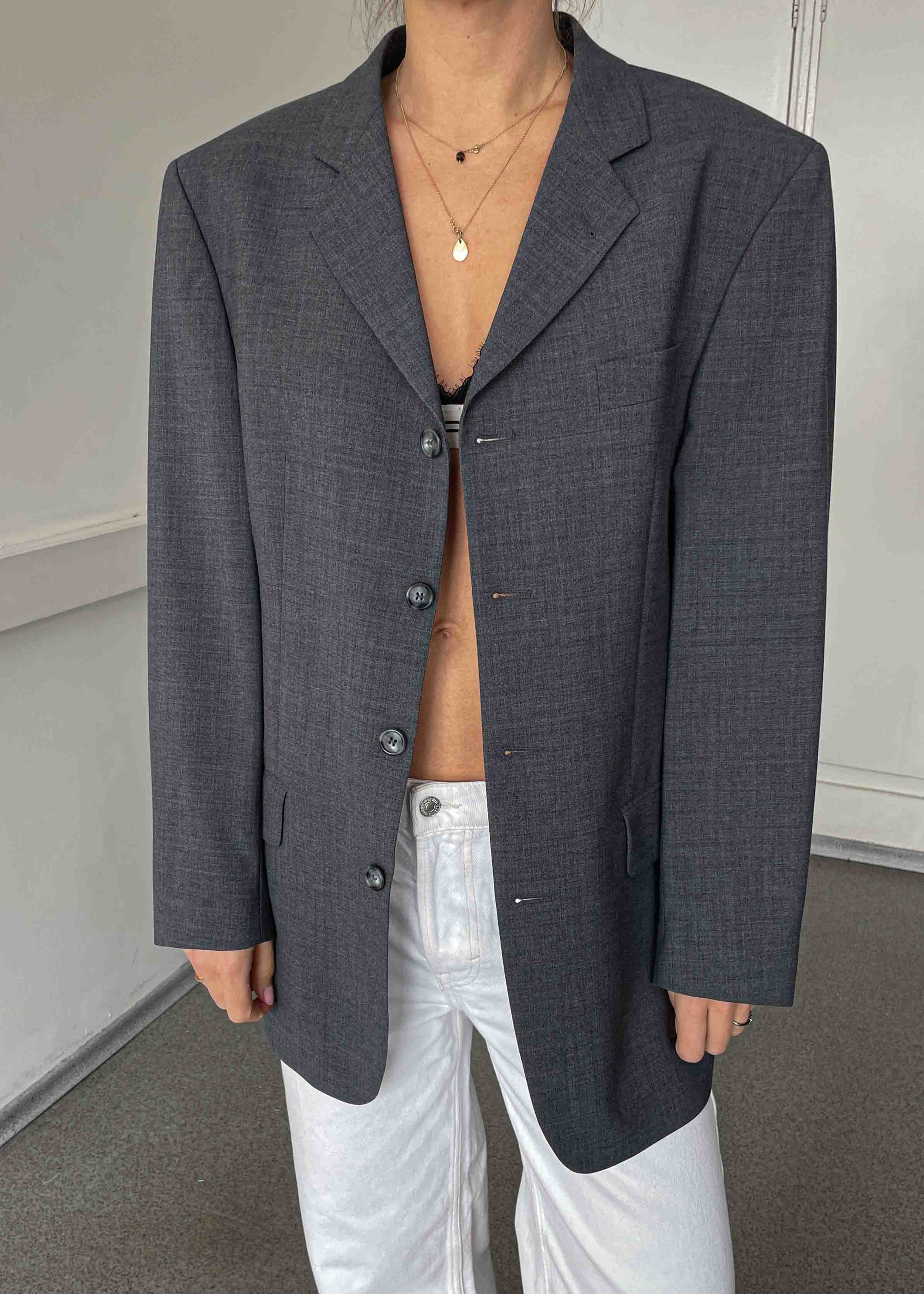 Vintage Classic Grey Oversized Blazer