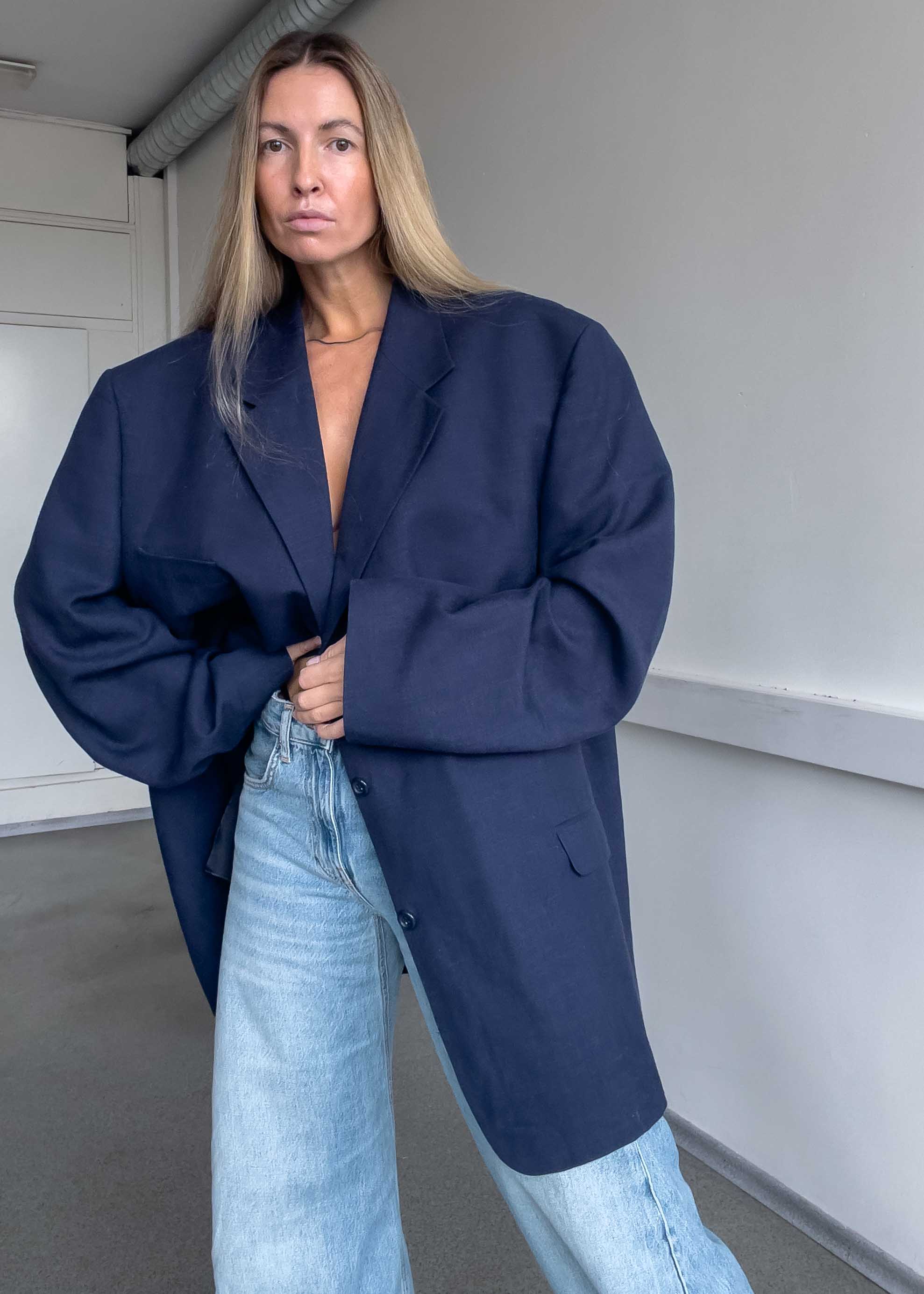 Vintage Blue Super Oversized Blazer