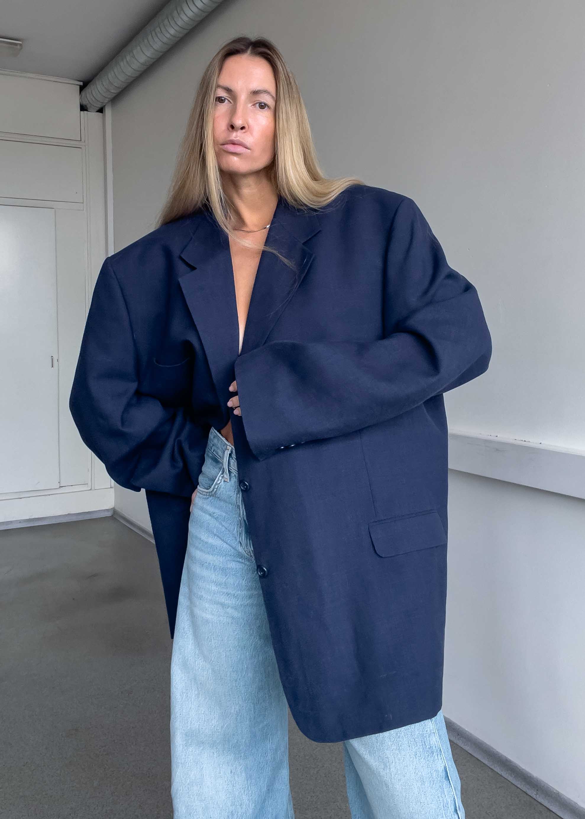 Vintage Blue Super Oversized Blazer