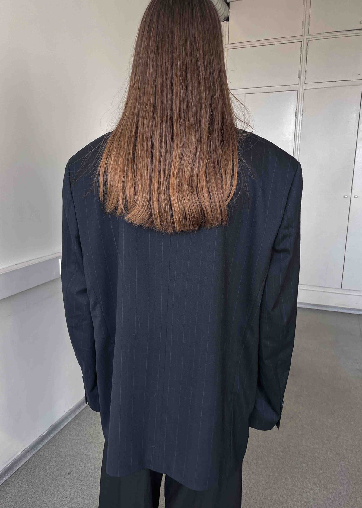 Vintage Blue Striped Oversized Blazer