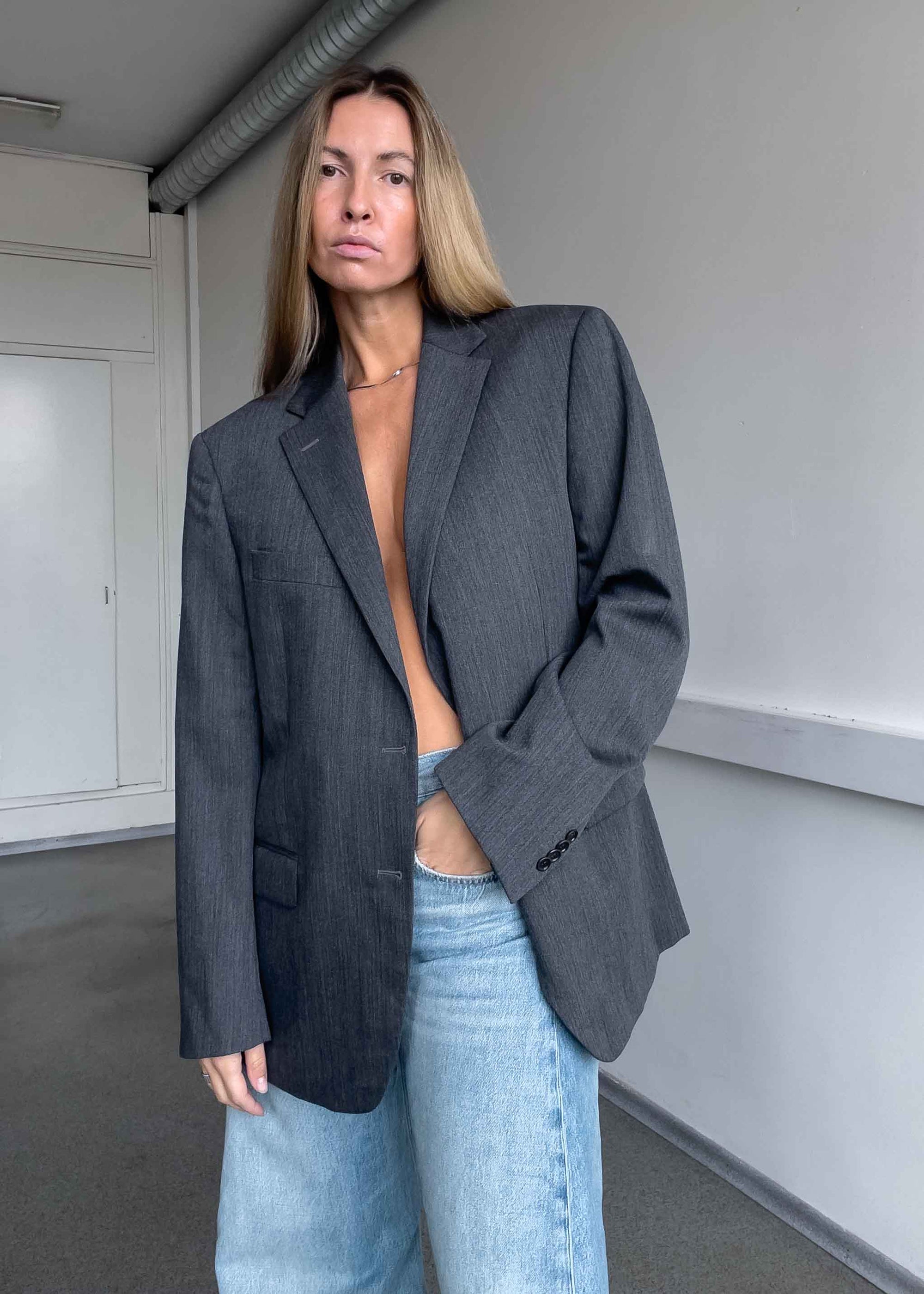 Vintage Grey Oversized Blazer