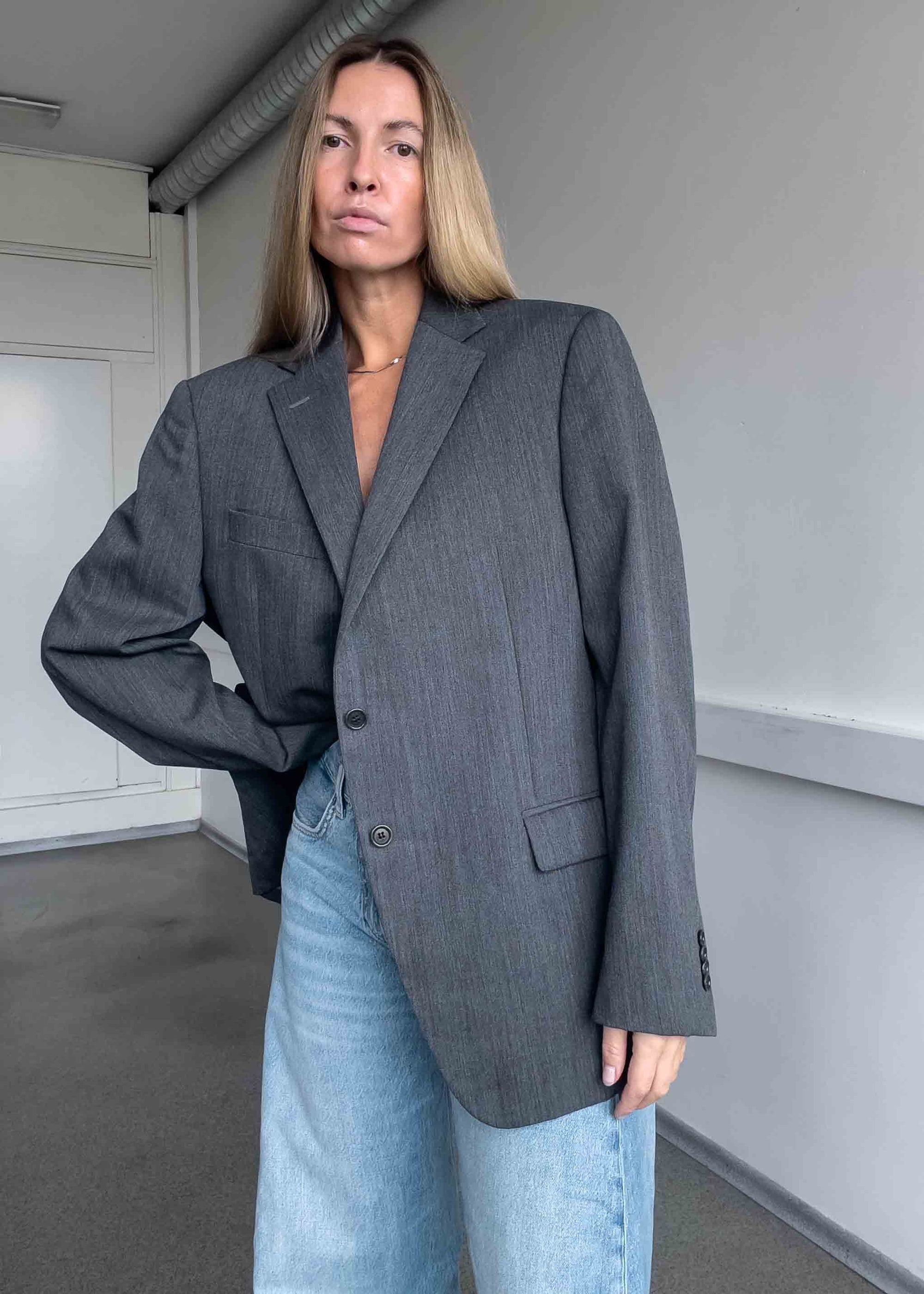 Vintage Grey Oversized Blazer