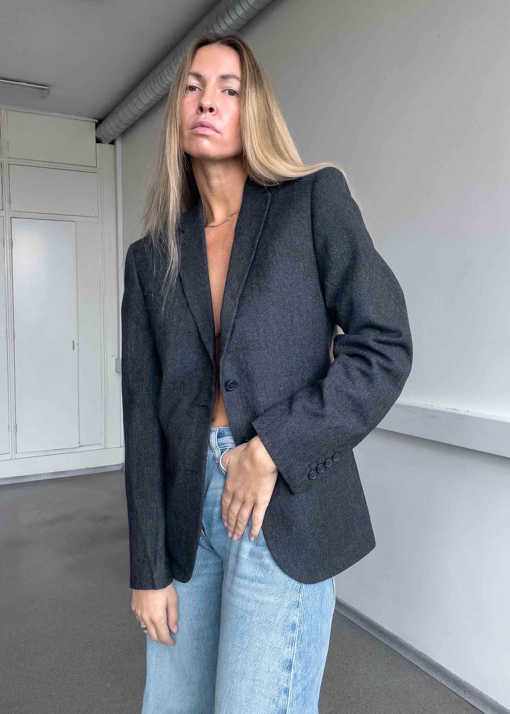 Vintage Grey Oversized Blazer