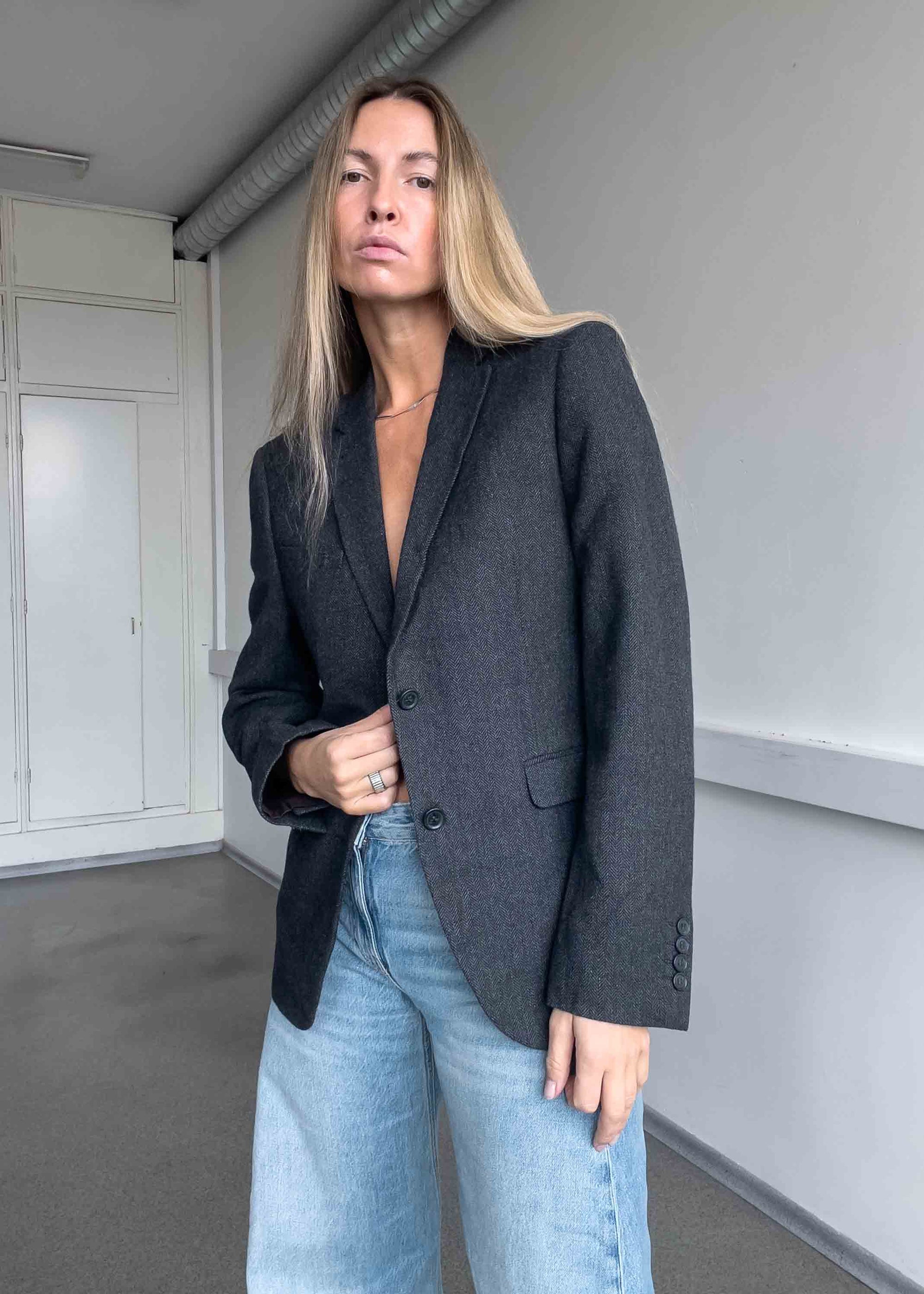 Vintage Grey Oversized Blazer
