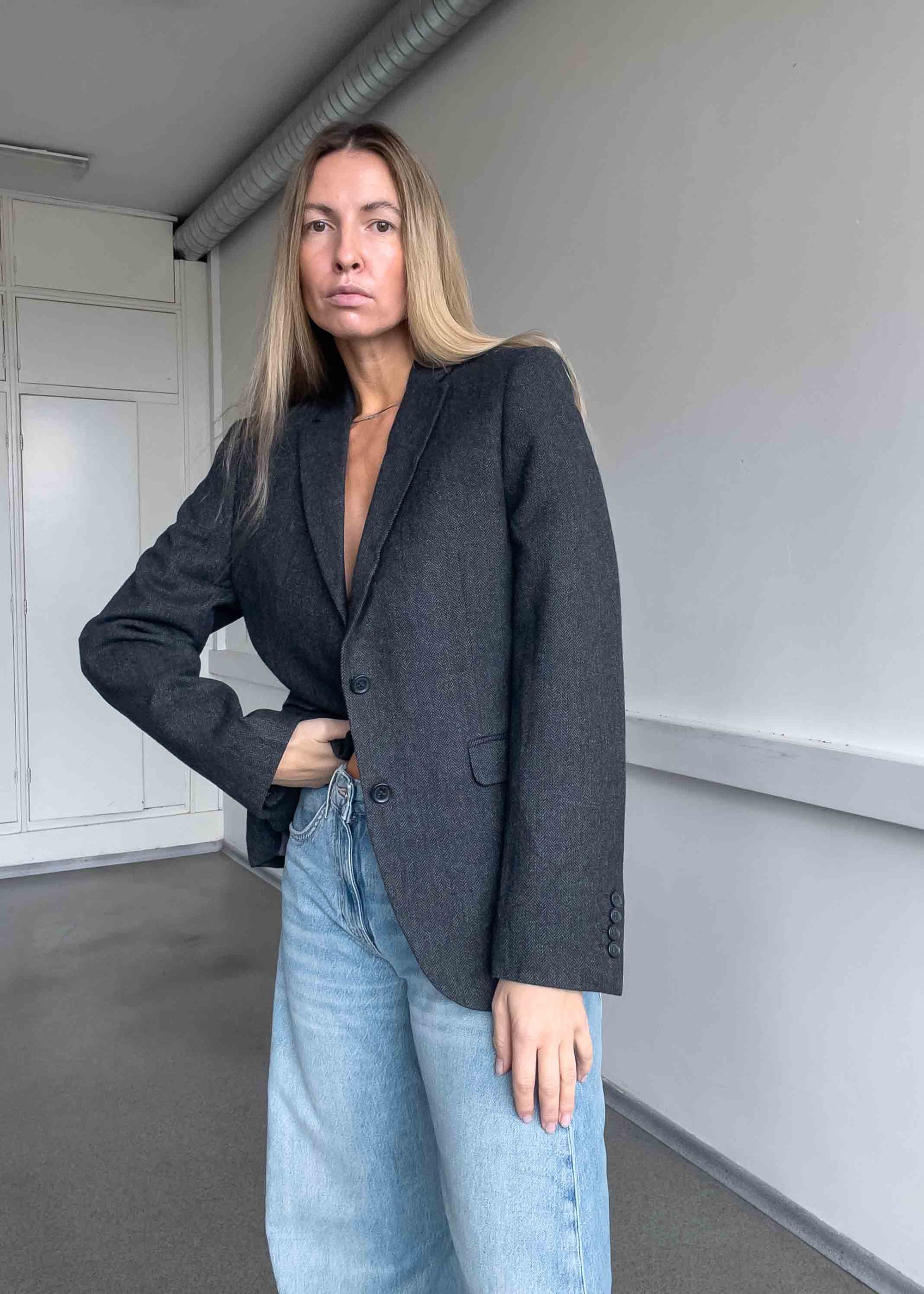 Vintage Grey Oversized Blazer