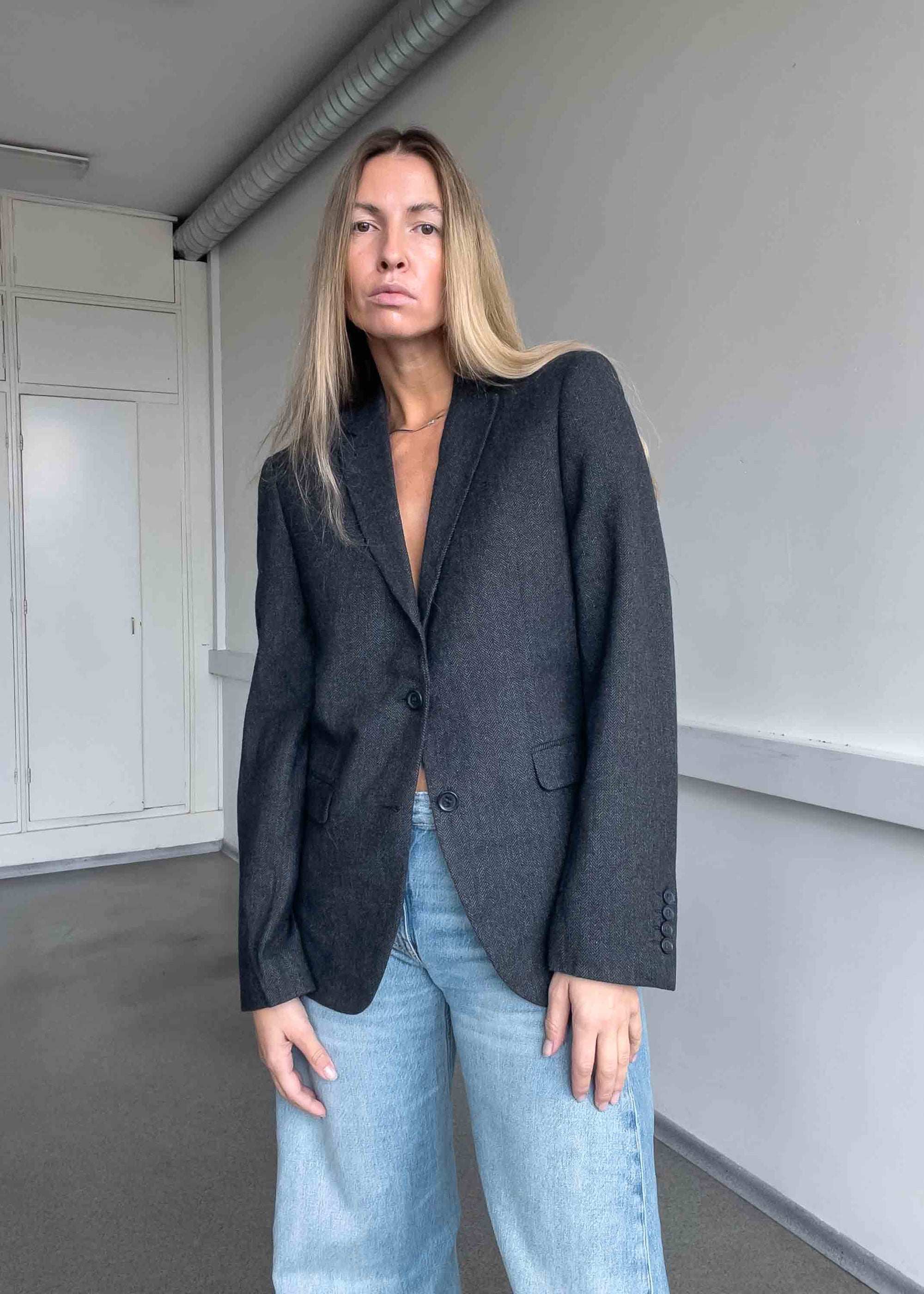 Vintage Grey Oversized Blazer