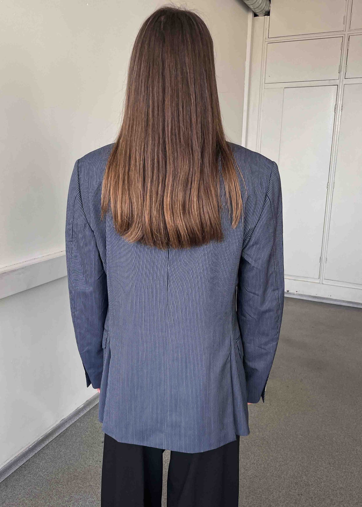 Vintage Blue Striped Oversized 100% WOOL Blazer
