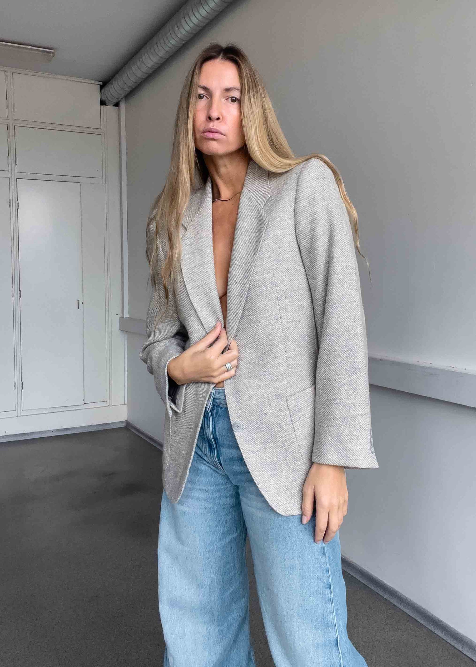 Vintage Grey Oversized Blazer