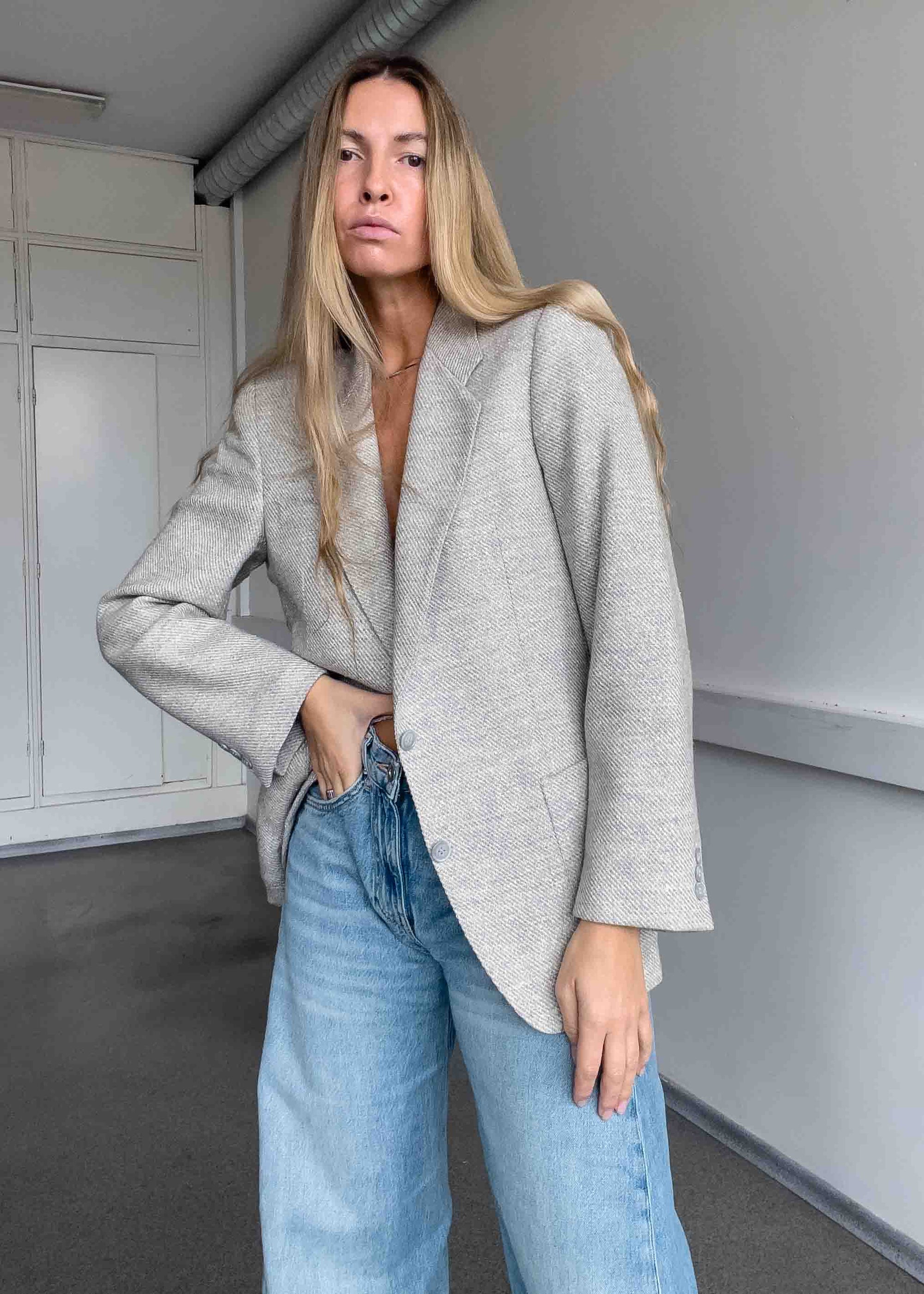 Vintage Grey Oversized Blazer