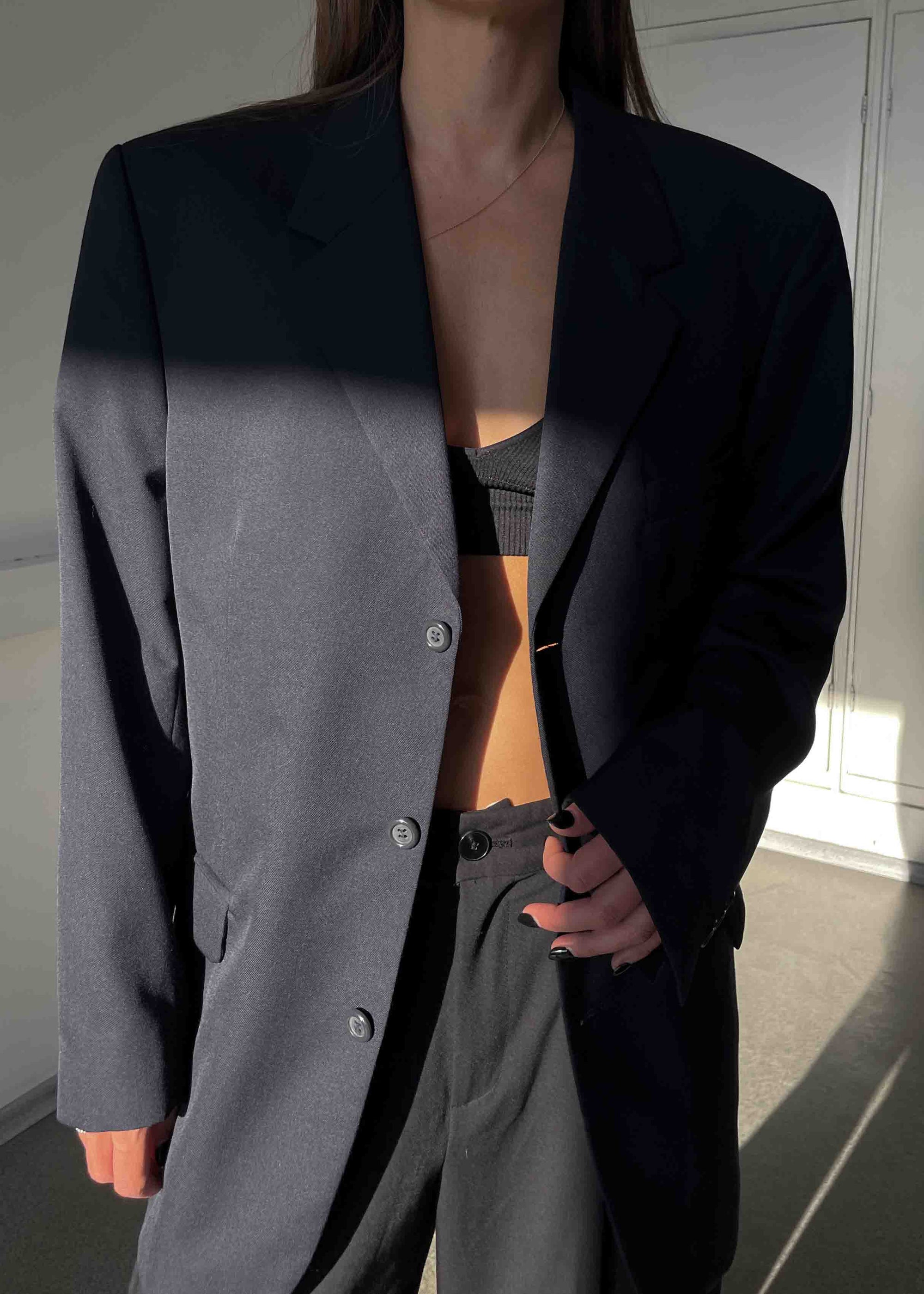 Vintage Navy Blue Oversized Blazer