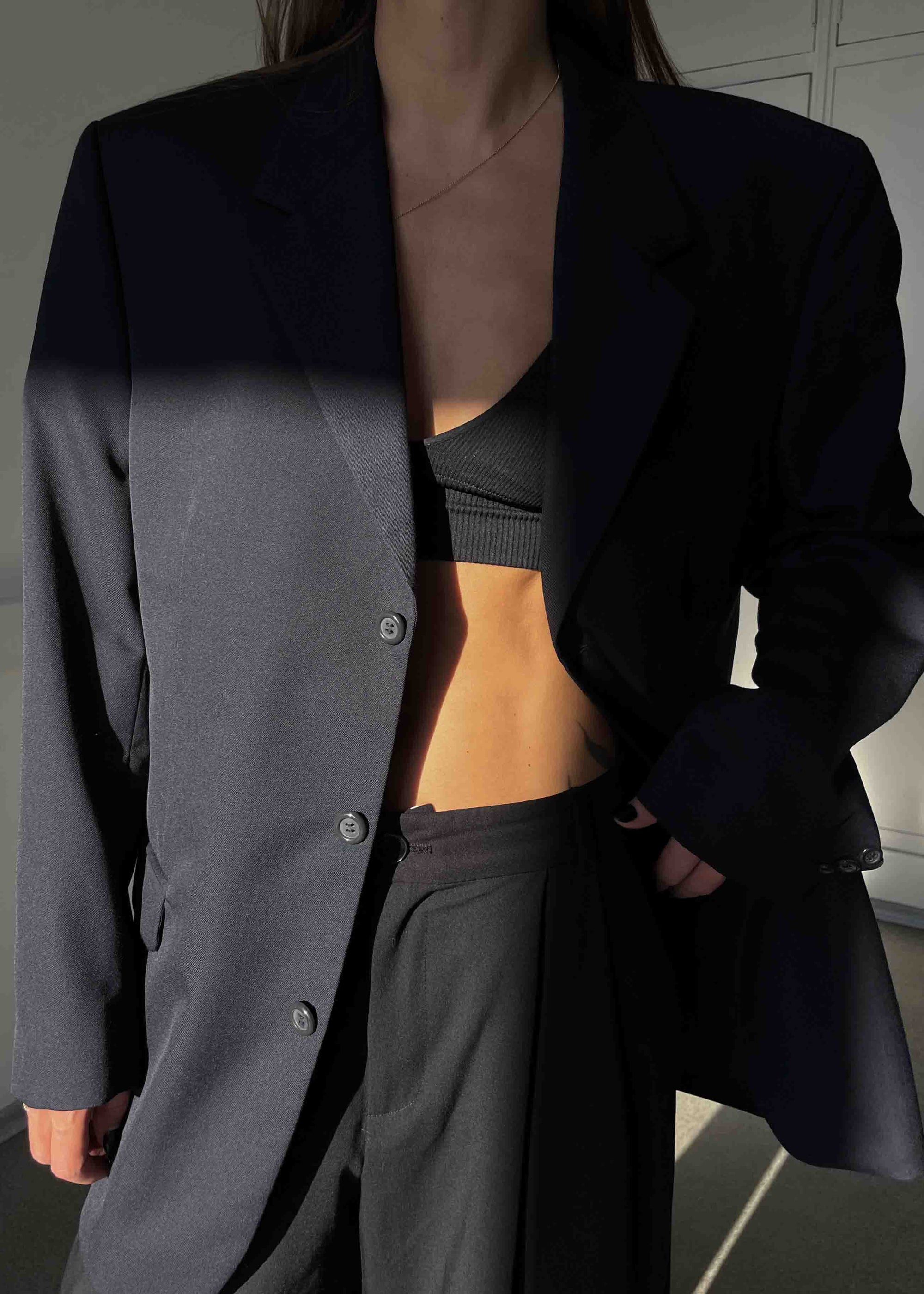 Vintage Navy Blue Oversized Blazer