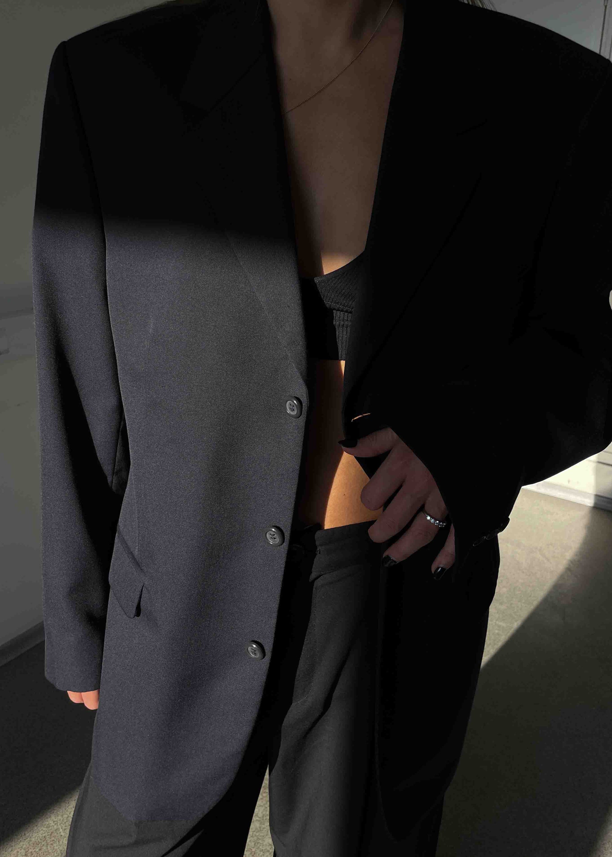 Vintage Navy Blue Oversized Blazer