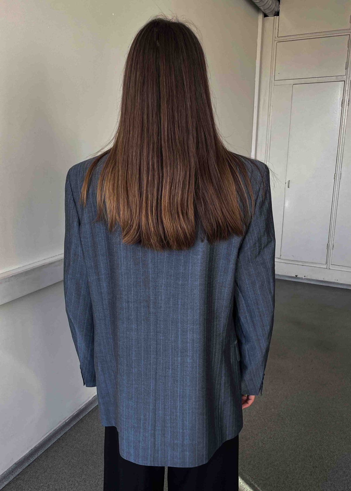 Vintage Blue Striped Oversized Blazer