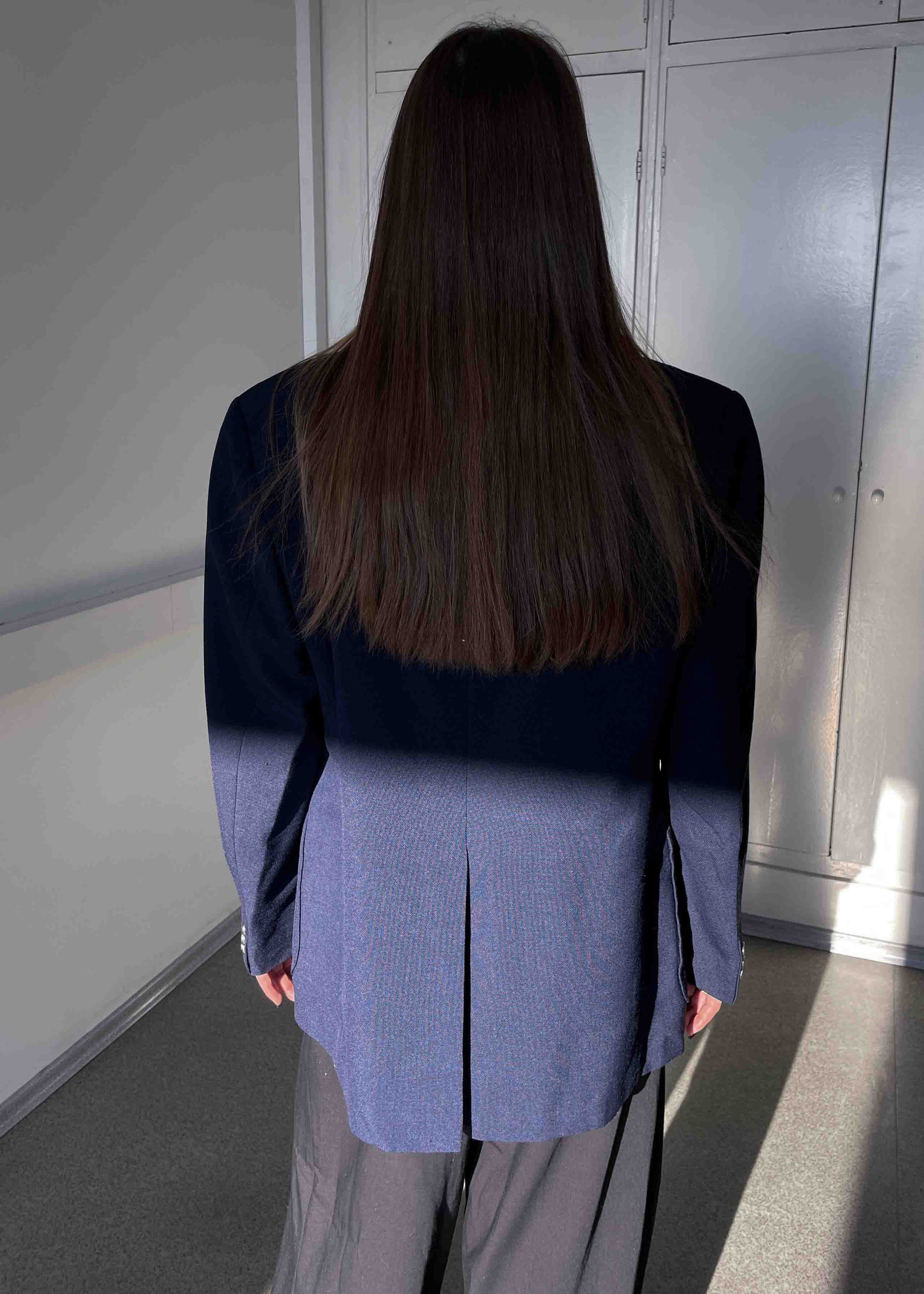 Vintage Blue Oversized Blazer with Metal Buttons