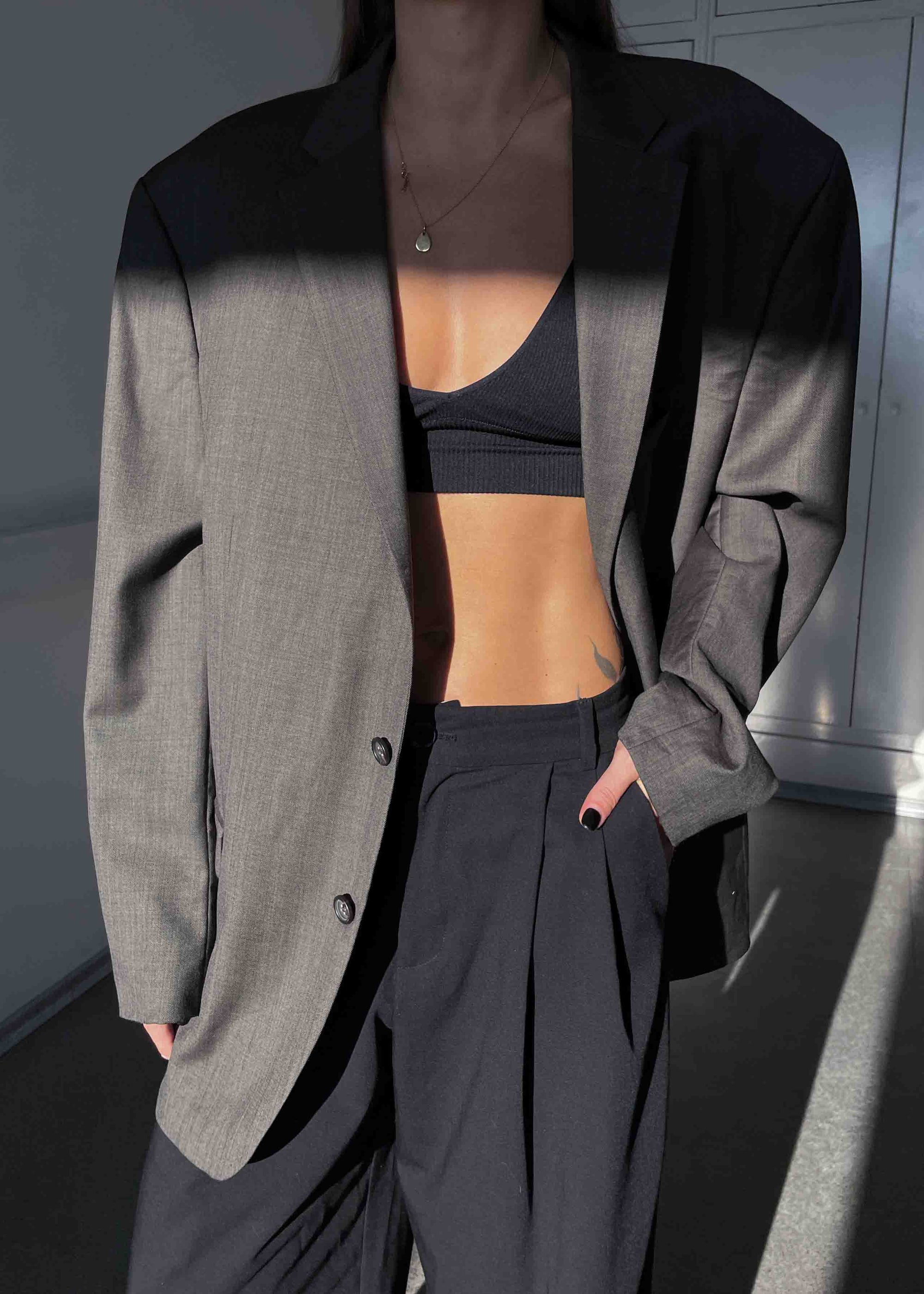 Vintage Grey Oversized 100% WOOL Blazer by RALPH LAUREN