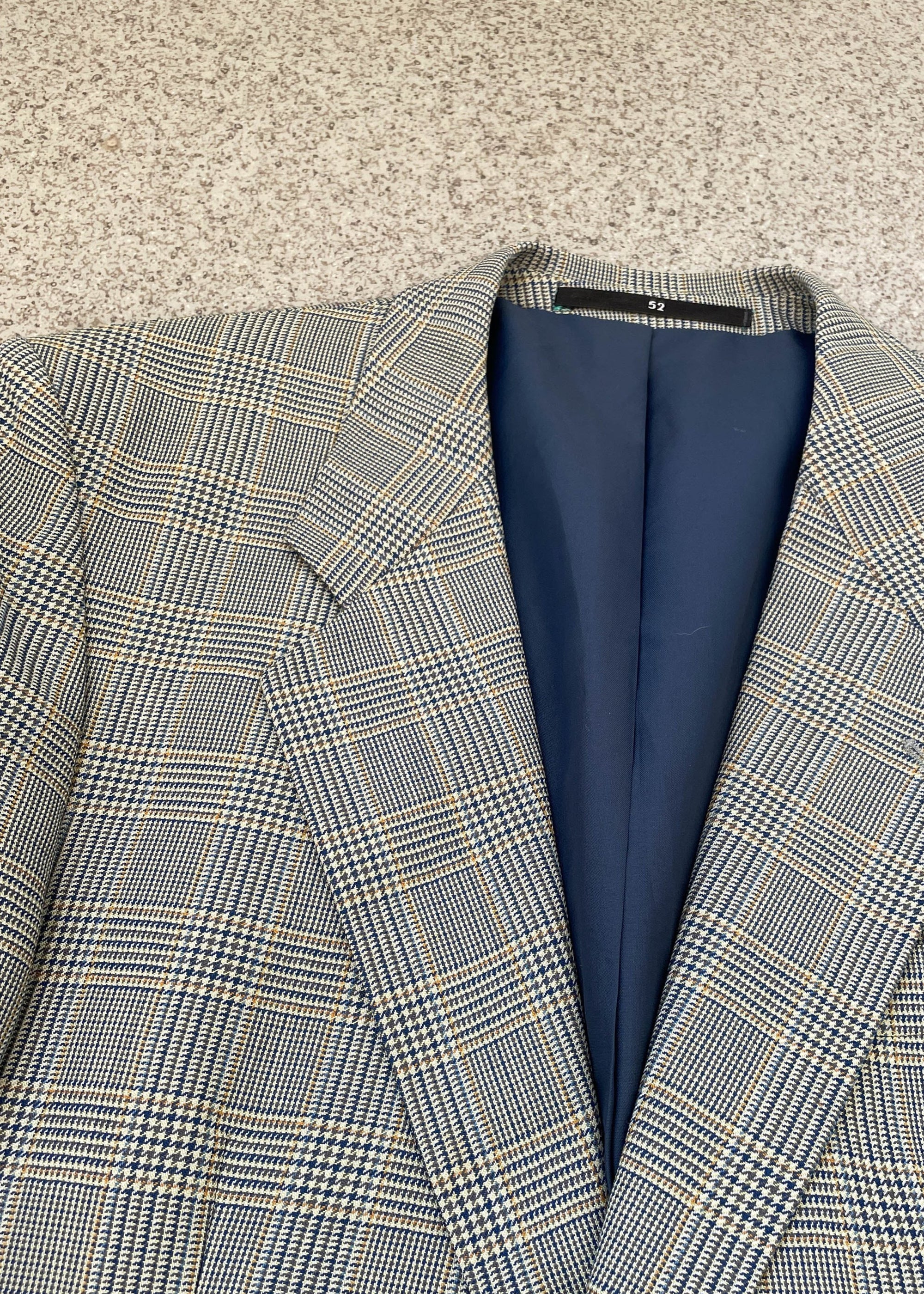 Vintage Checked Oversized Blazer in Blue Tones