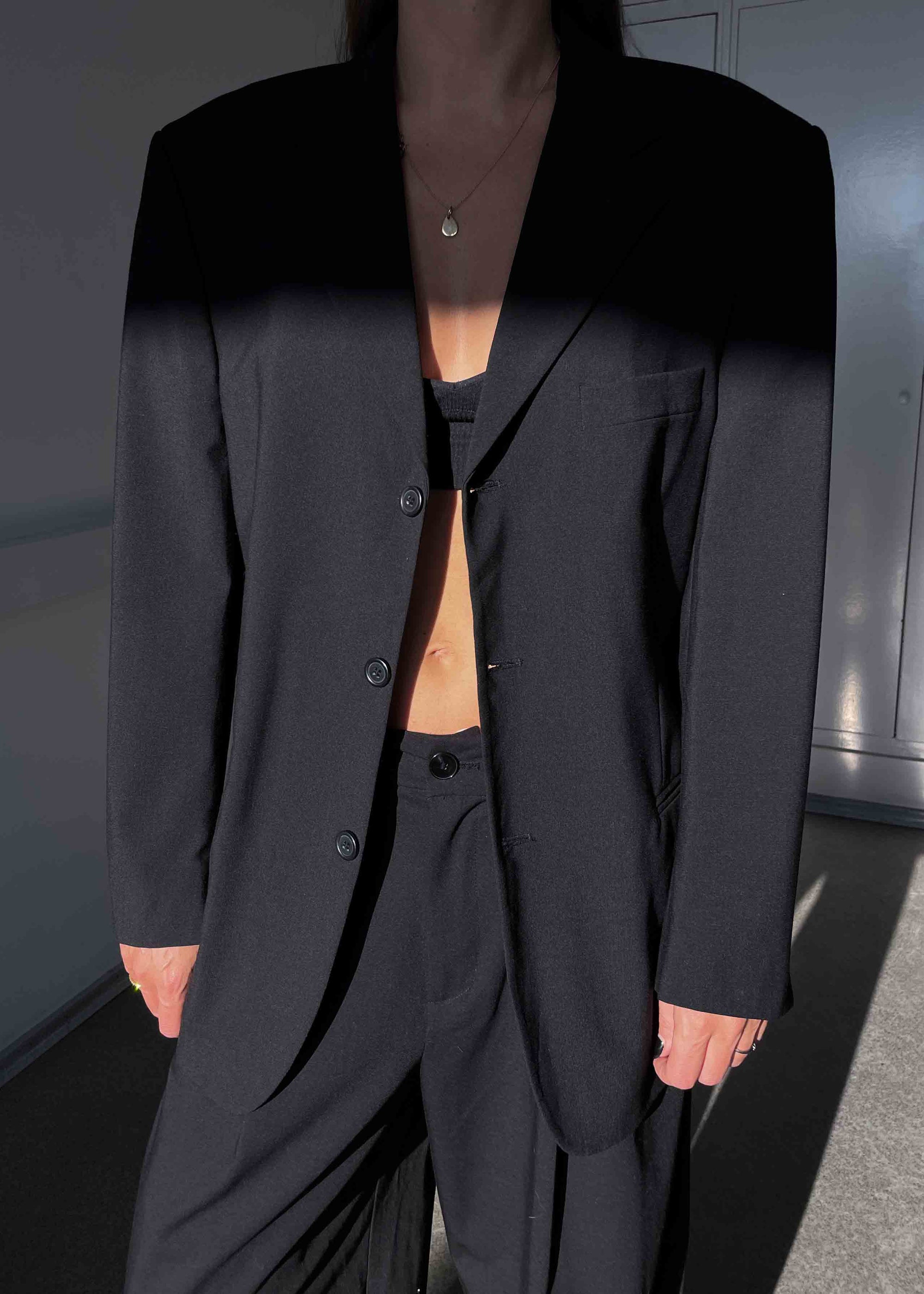 Vintage Black Classic Oversized Blazer