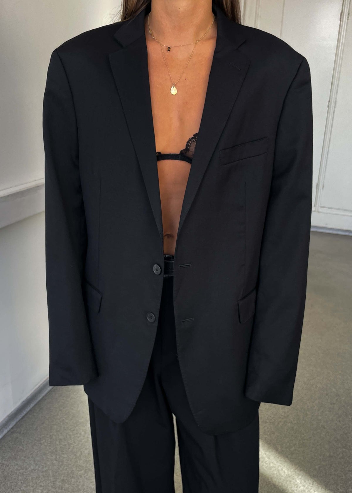 Vintage Black Oversized 100% WOOL Blazer by Calvin Klein