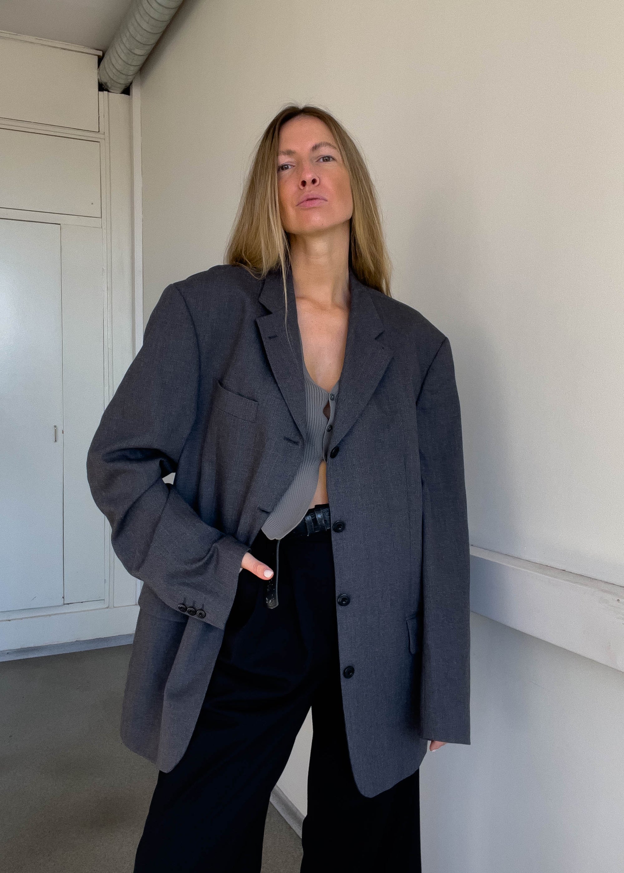 Vintage Grey Oversized Blazer