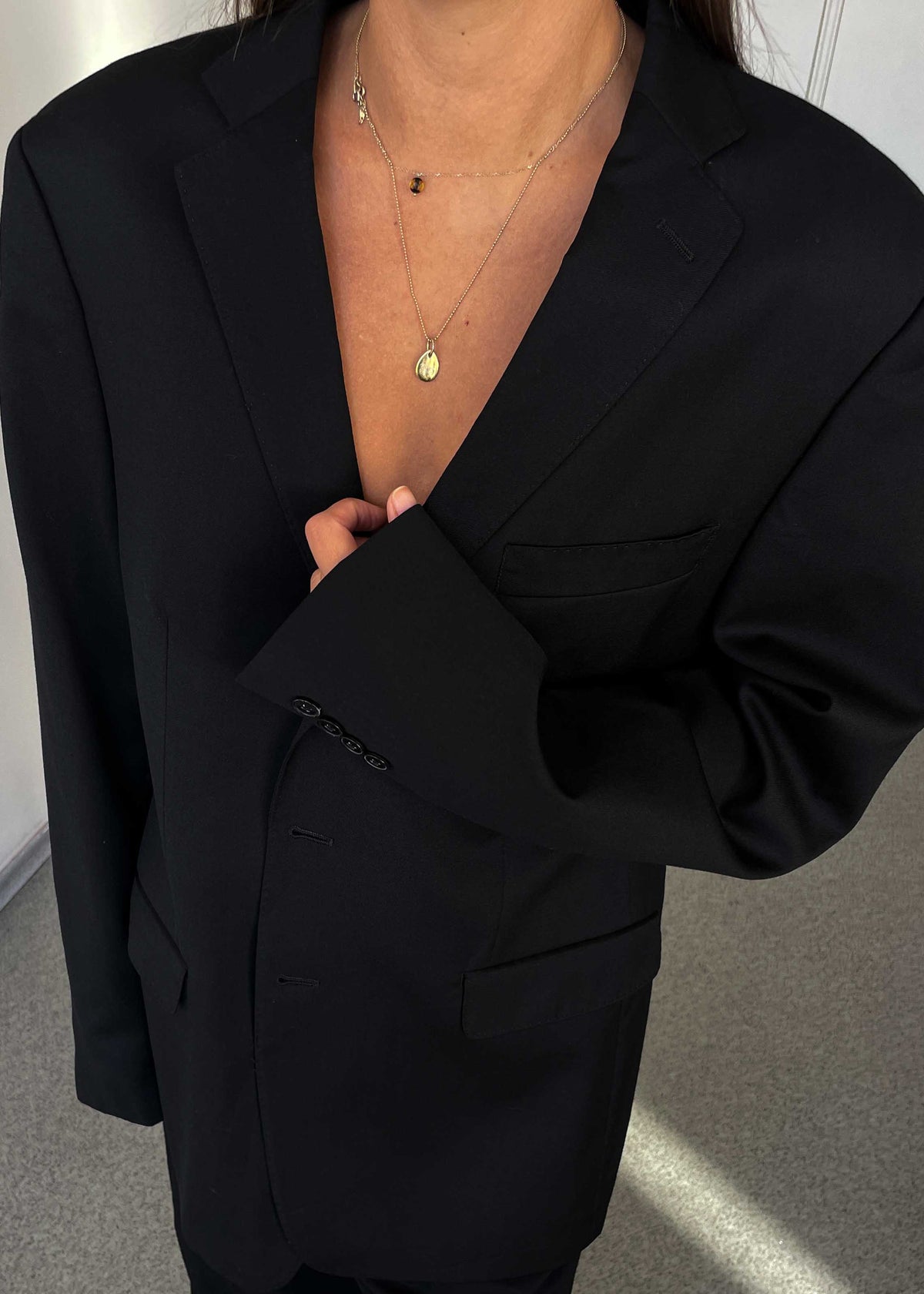 Vintage Black Oversized 100% WOOL Blazer by Calvin Klein