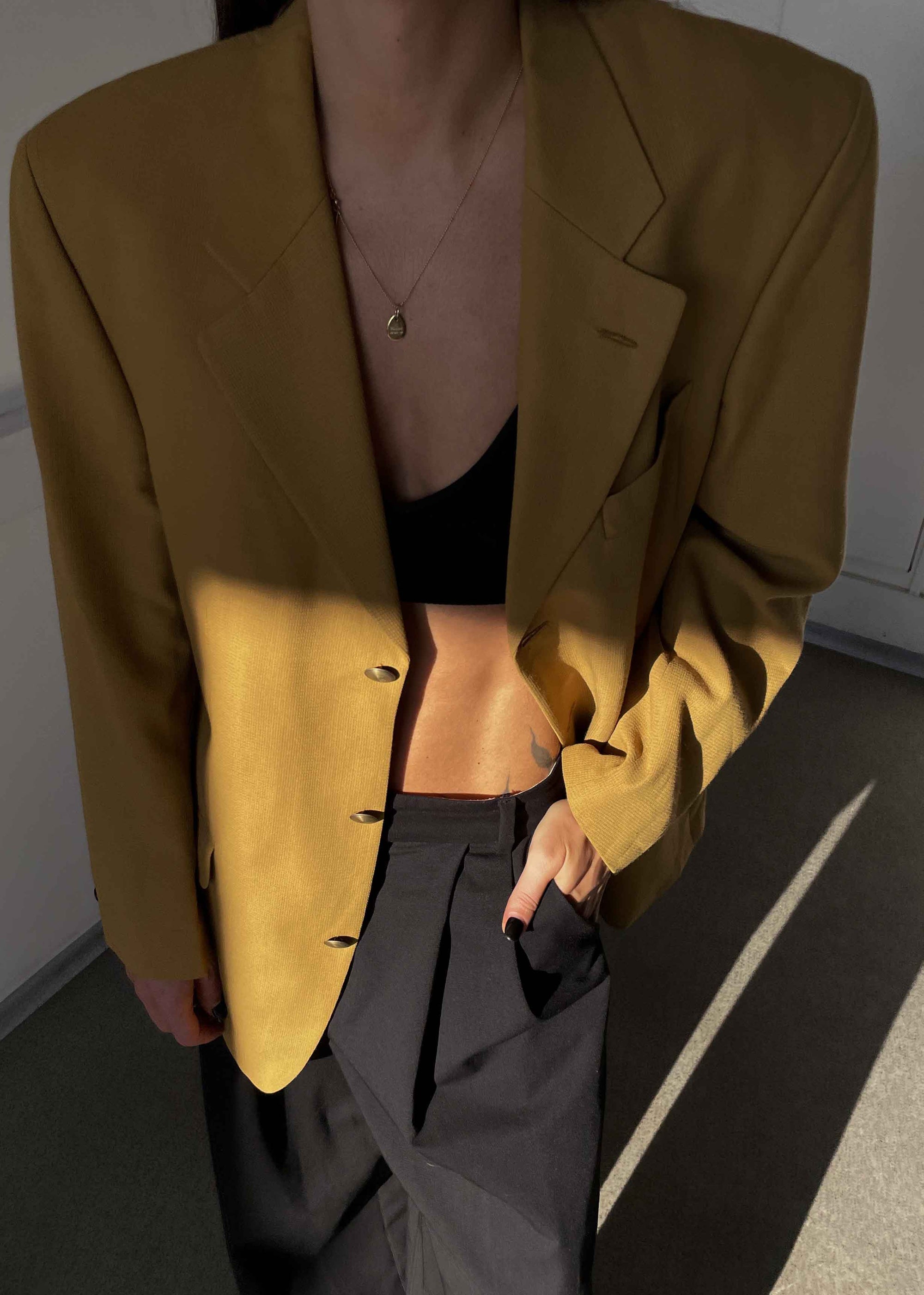 Vintage Yellow Oversized Blazer