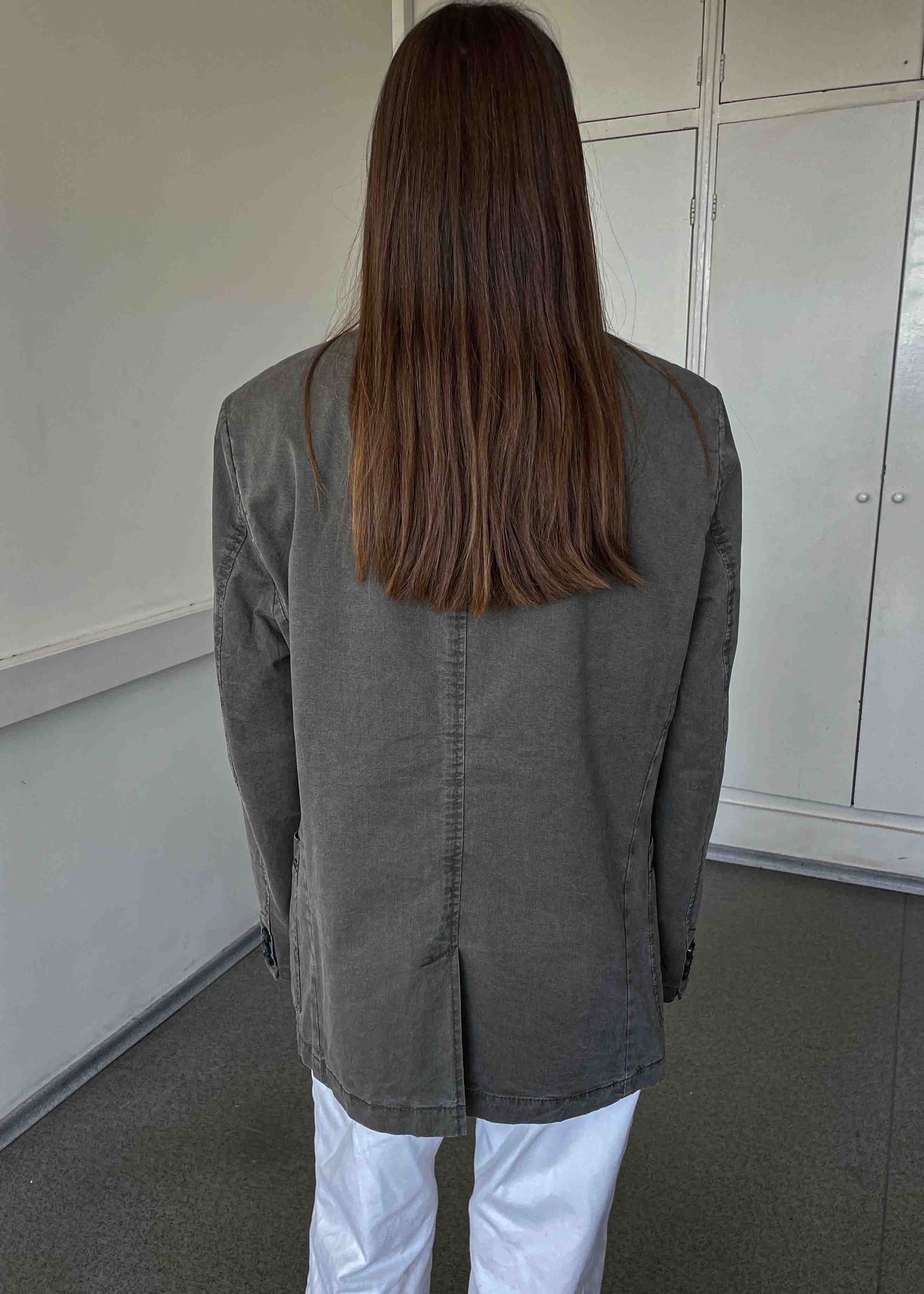 Vintage Military Grey / Khaki Oversized Cotton Blazer