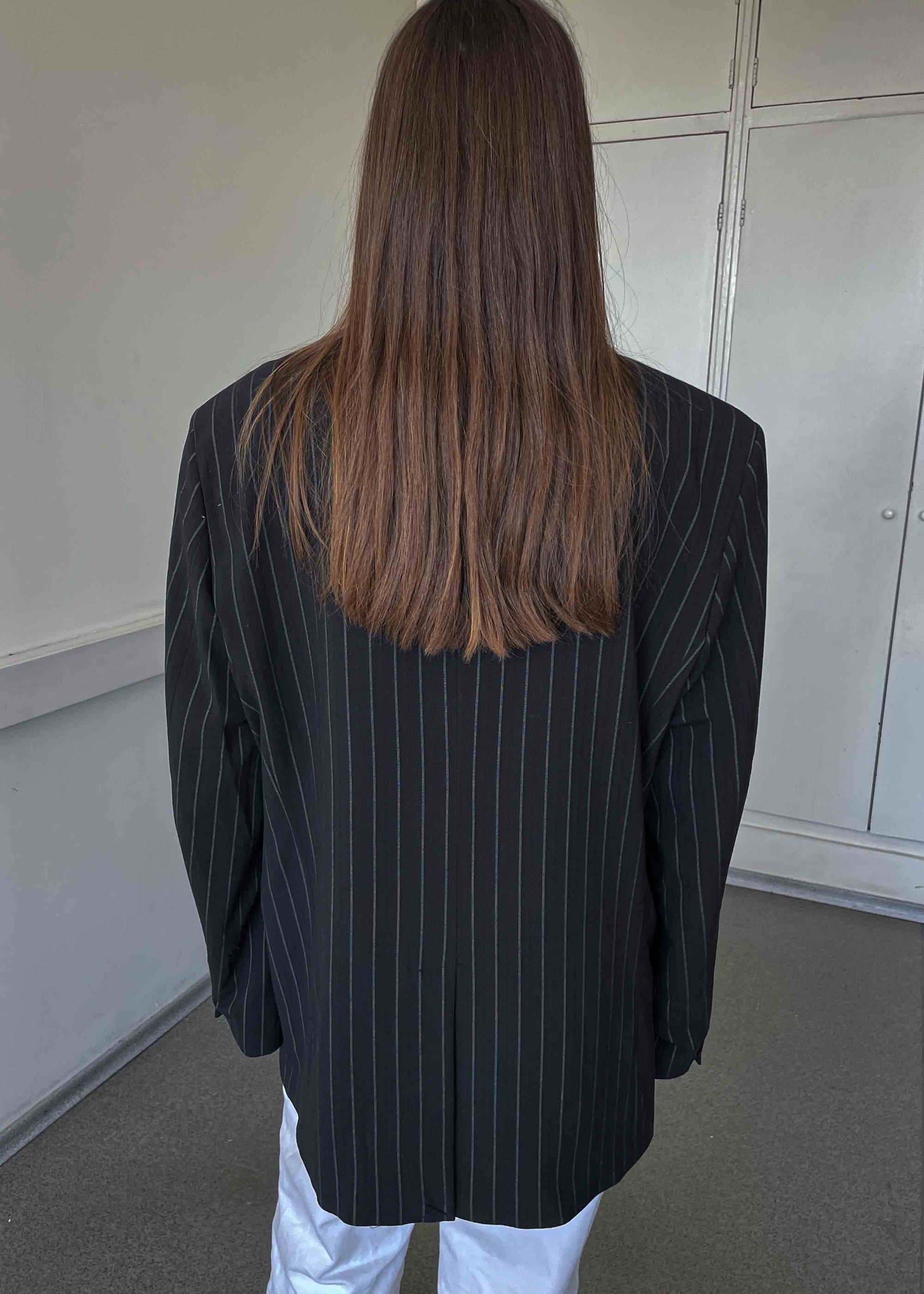 Vintage Black Striped Oversized Blazer