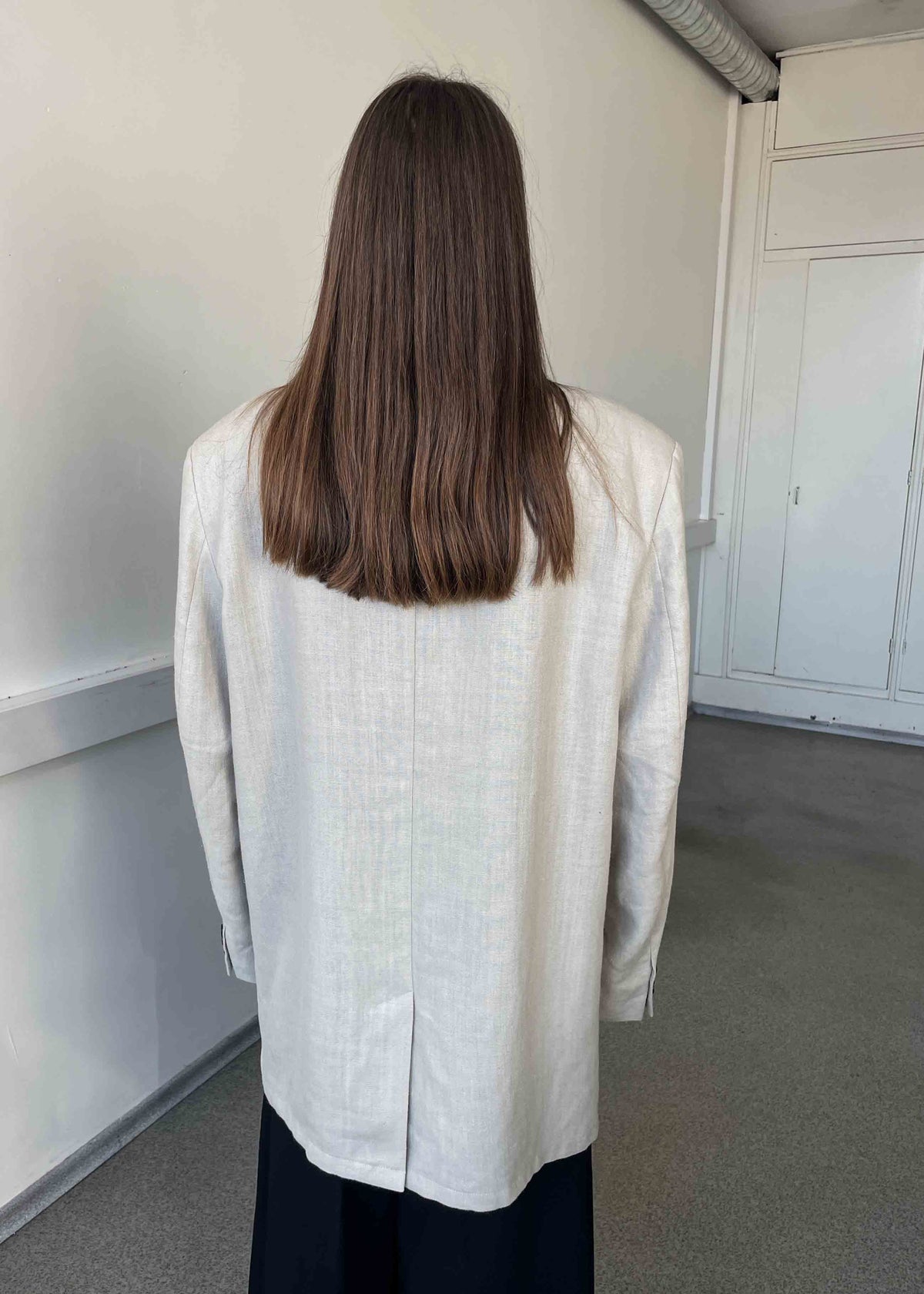 Vintage Light Grey Oversized Linen Blazer
