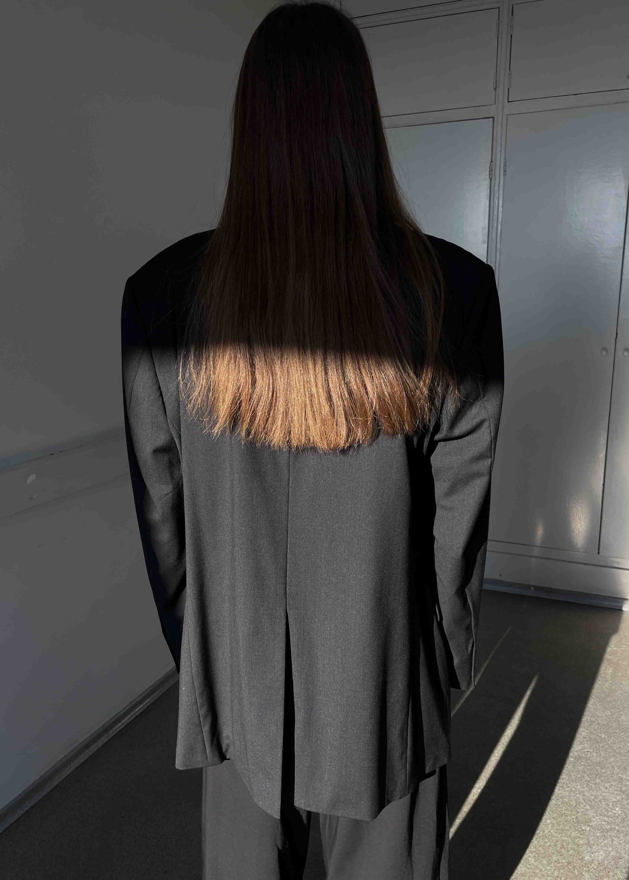 Vintage Dark Grey Patterned Oversized 100% WOOL  Blazer