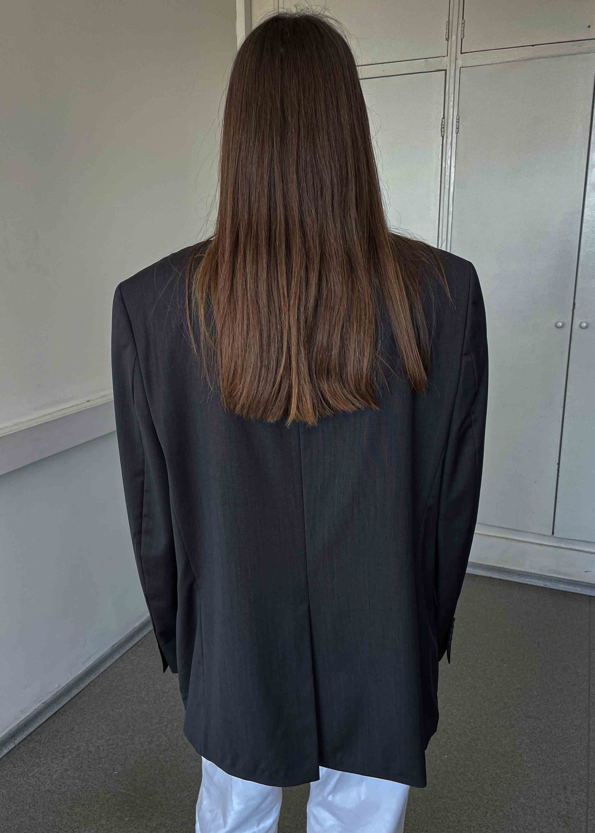 Vintage Grey Patterned Oversized Blazer