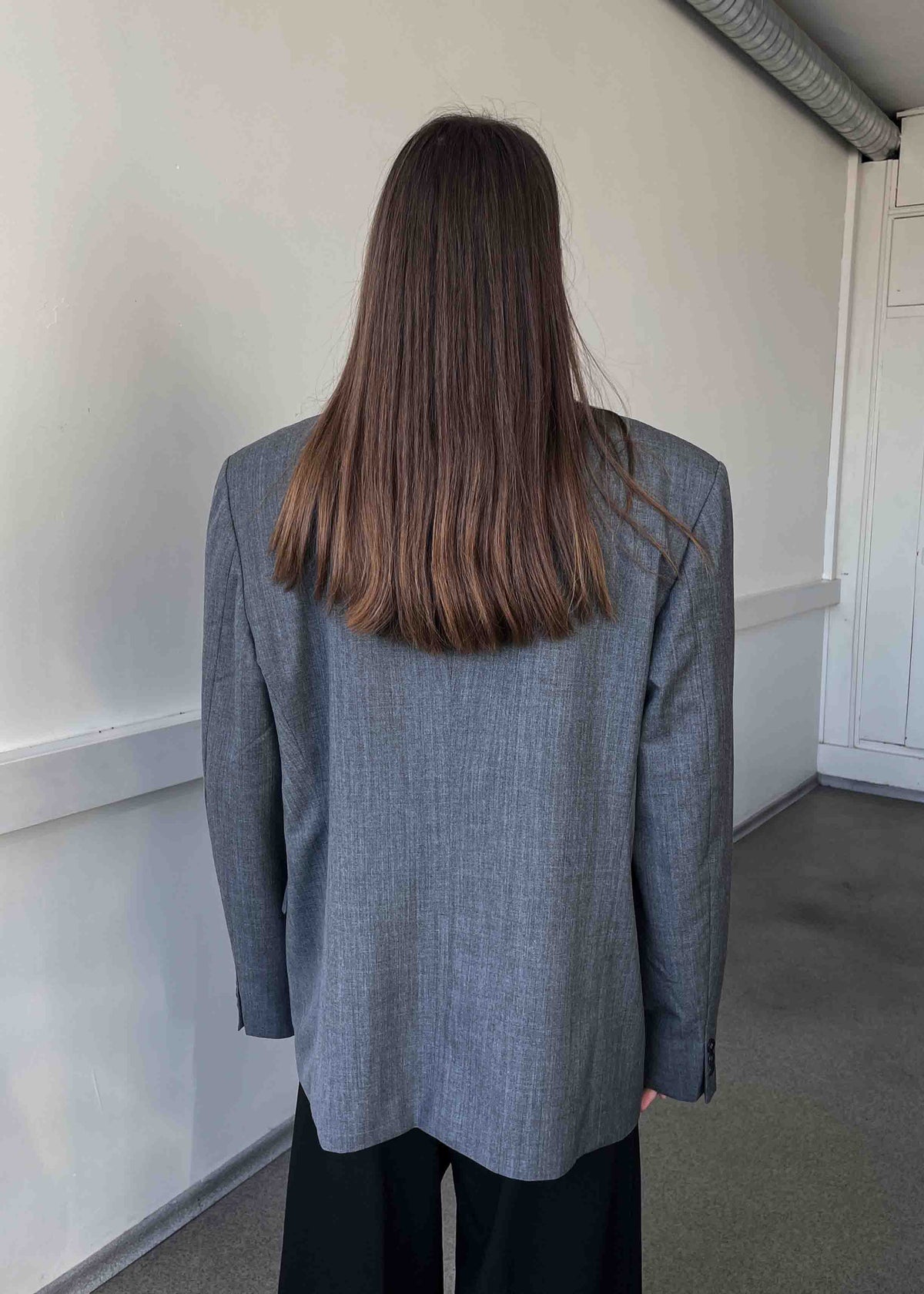 Vintage Light Grey Patterned Oversized Blazer