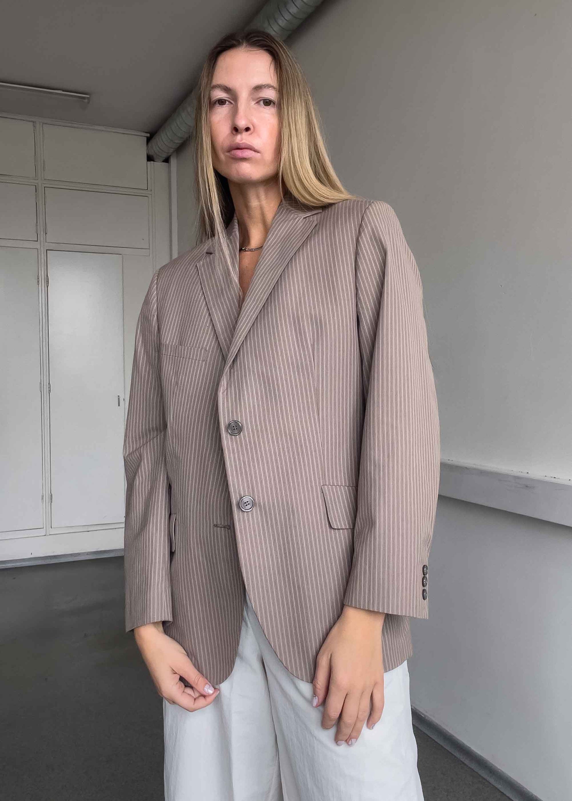 Vintage Brown Stripy Smaller Fit Blazer