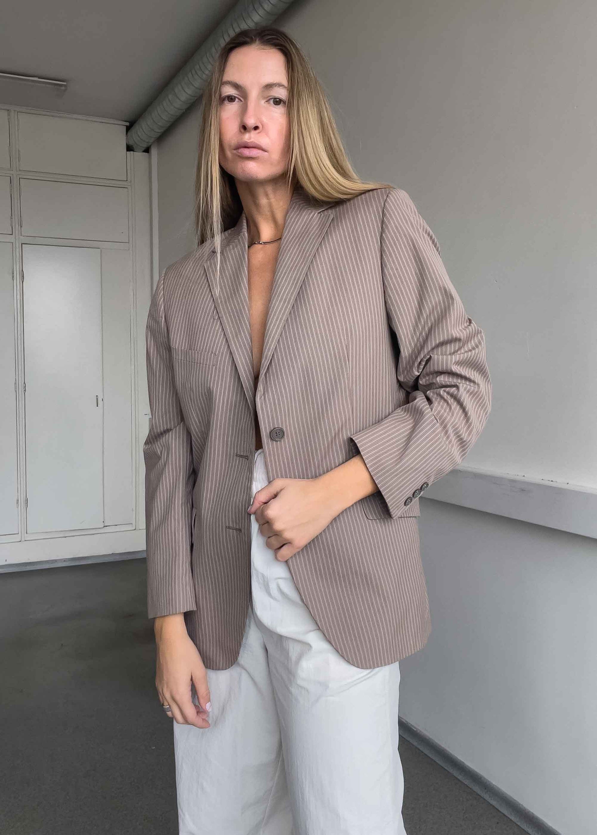 Vintage Brown Stripy Smaller Fit Blazer