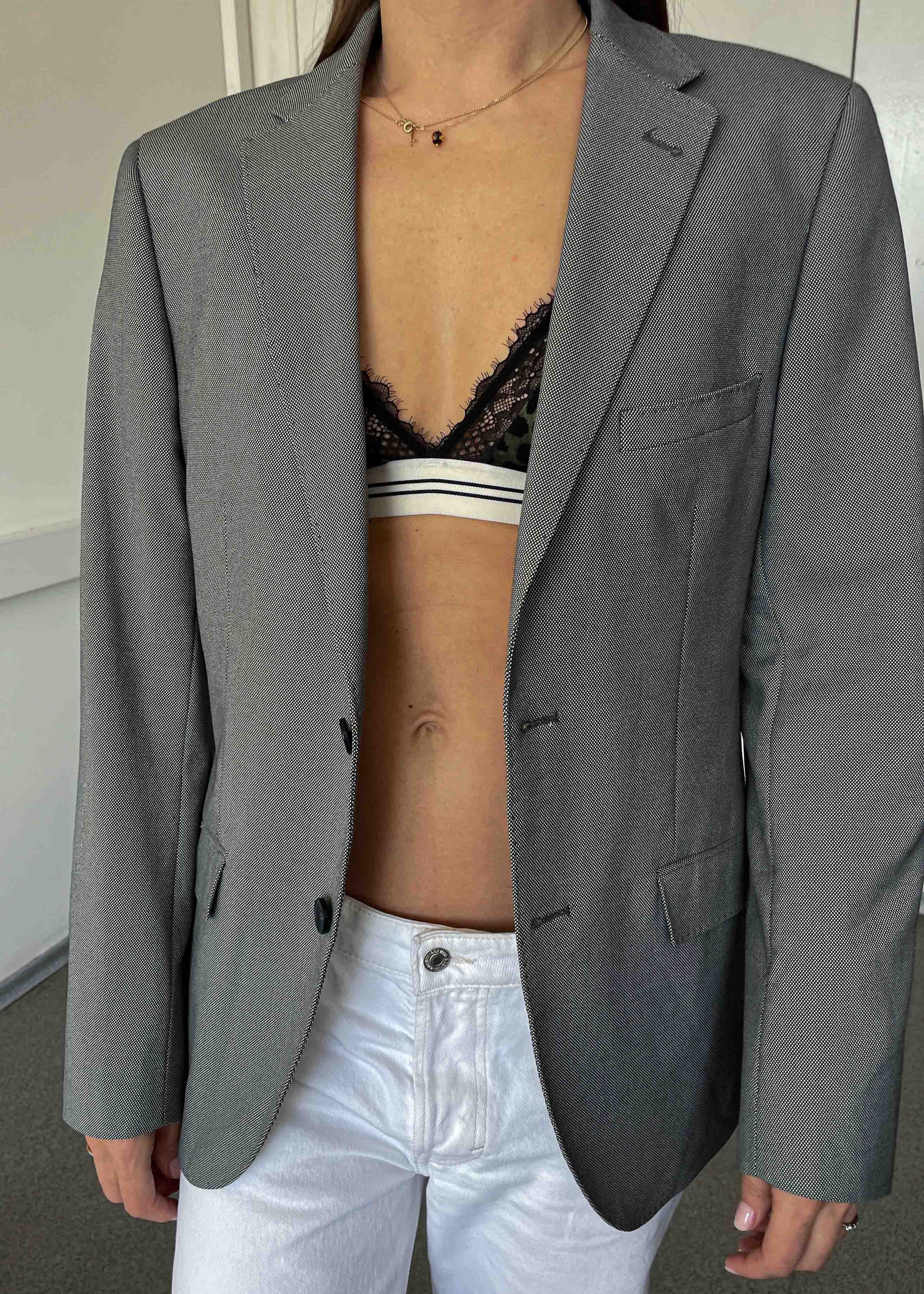 Vintage Grey Patterned Smaller Fit Blazer