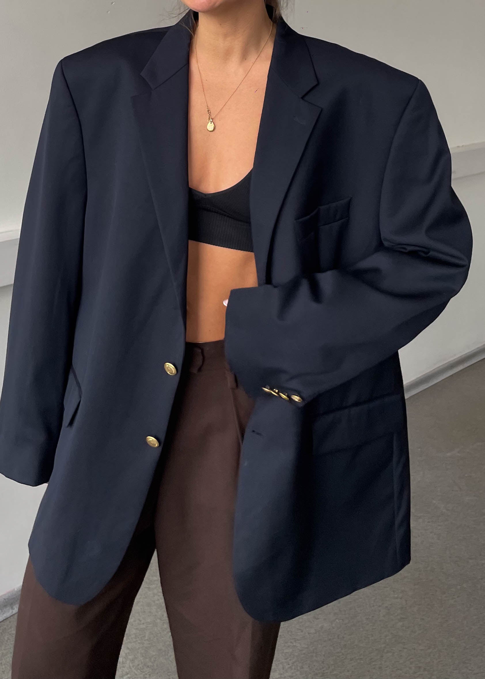Vintage Navy Blue 100% WOOL Oversized Blazer CHAPS by RALPH LAUREN
