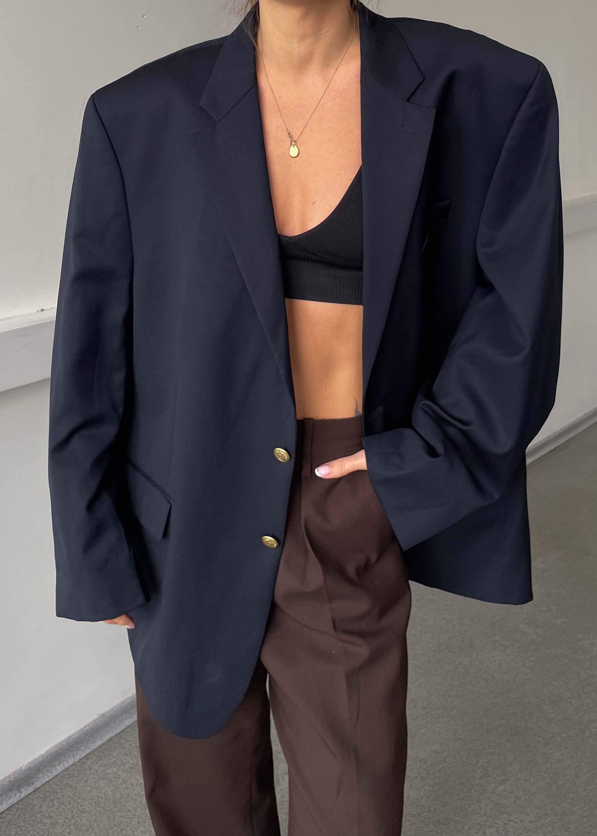 Vintage Navy Blue 100% WOOL Oversized Blazer CHAPS by RALPH LAUREN
