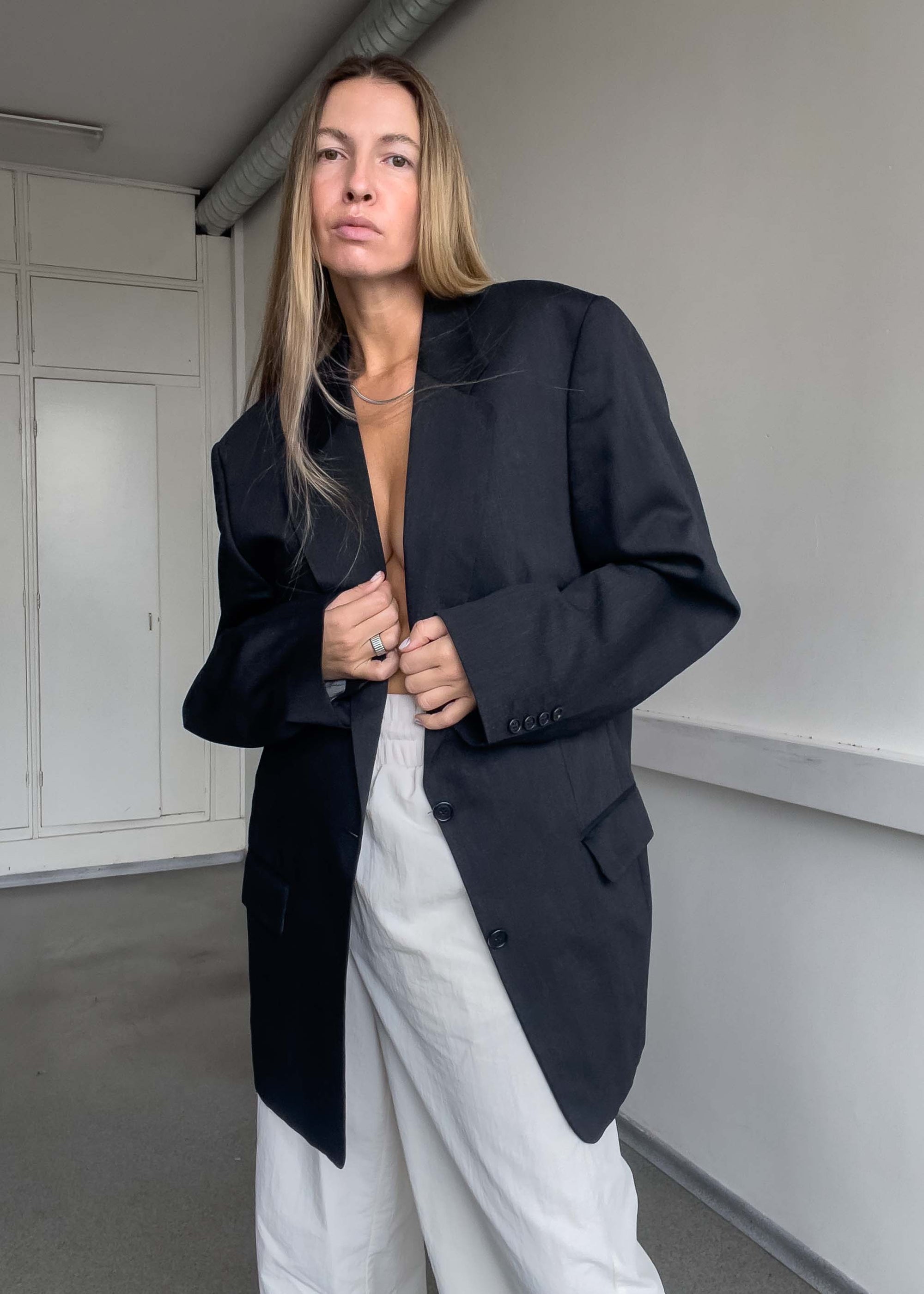 Vintage Grey Oversized Blazer