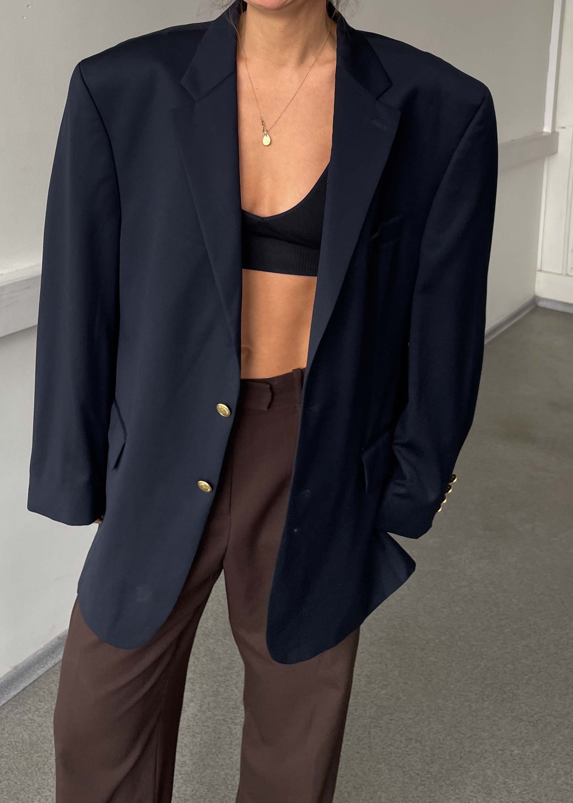 Vintage Navy Blue 100% WOOL Oversized Blazer CHAPS by RALPH LAUREN