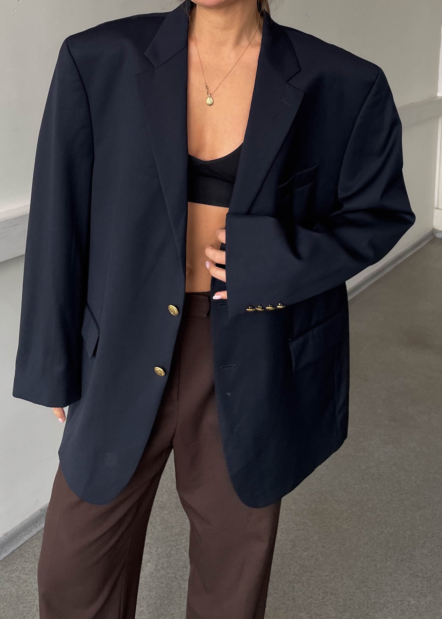 Vintage Navy Blue 100% WOOL Oversized Blazer CHAPS by RALPH LAUREN