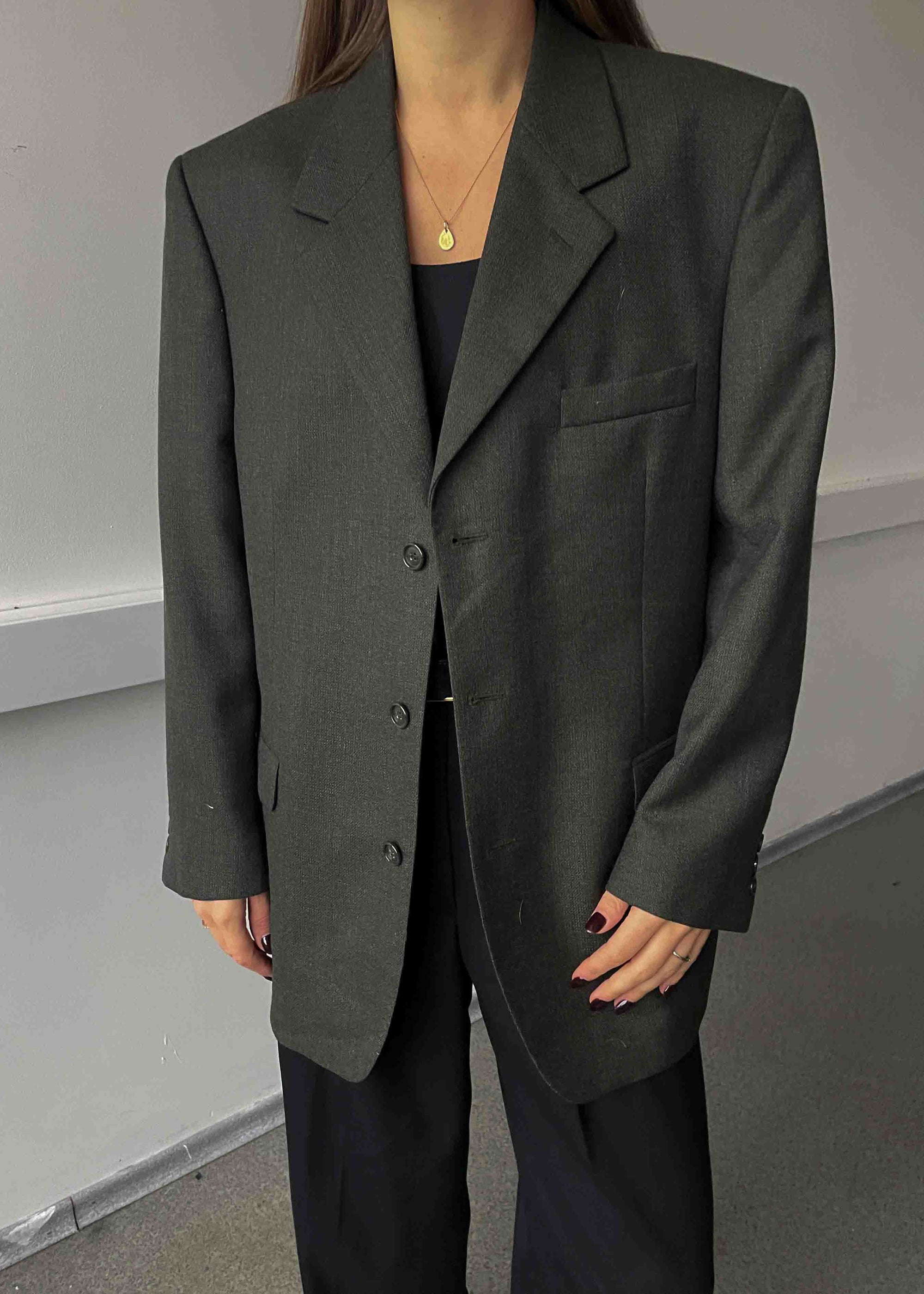 Vintage Khaki Green Oversized Blazer