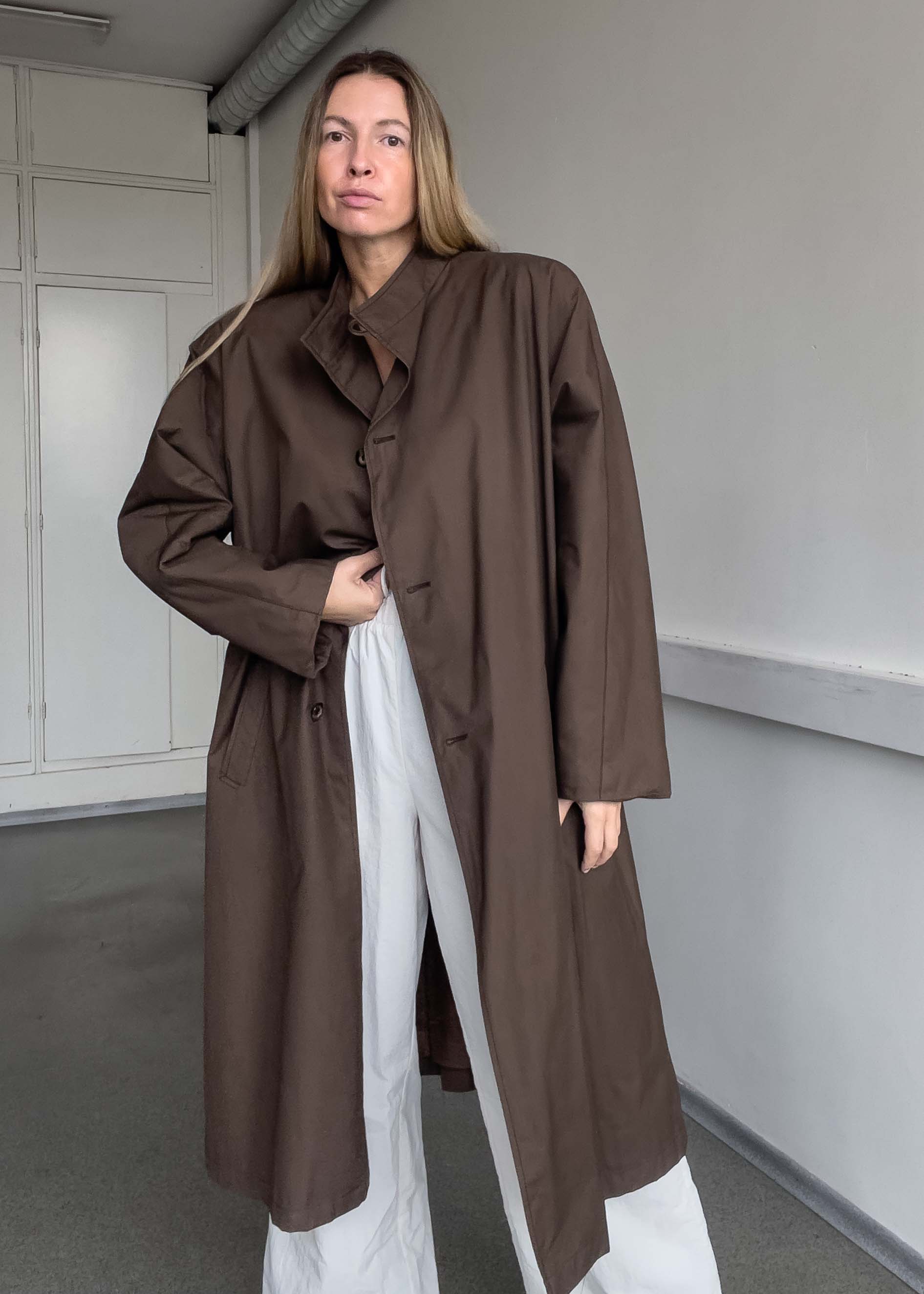 Vintage Brown Oversized Warm Rain Coat