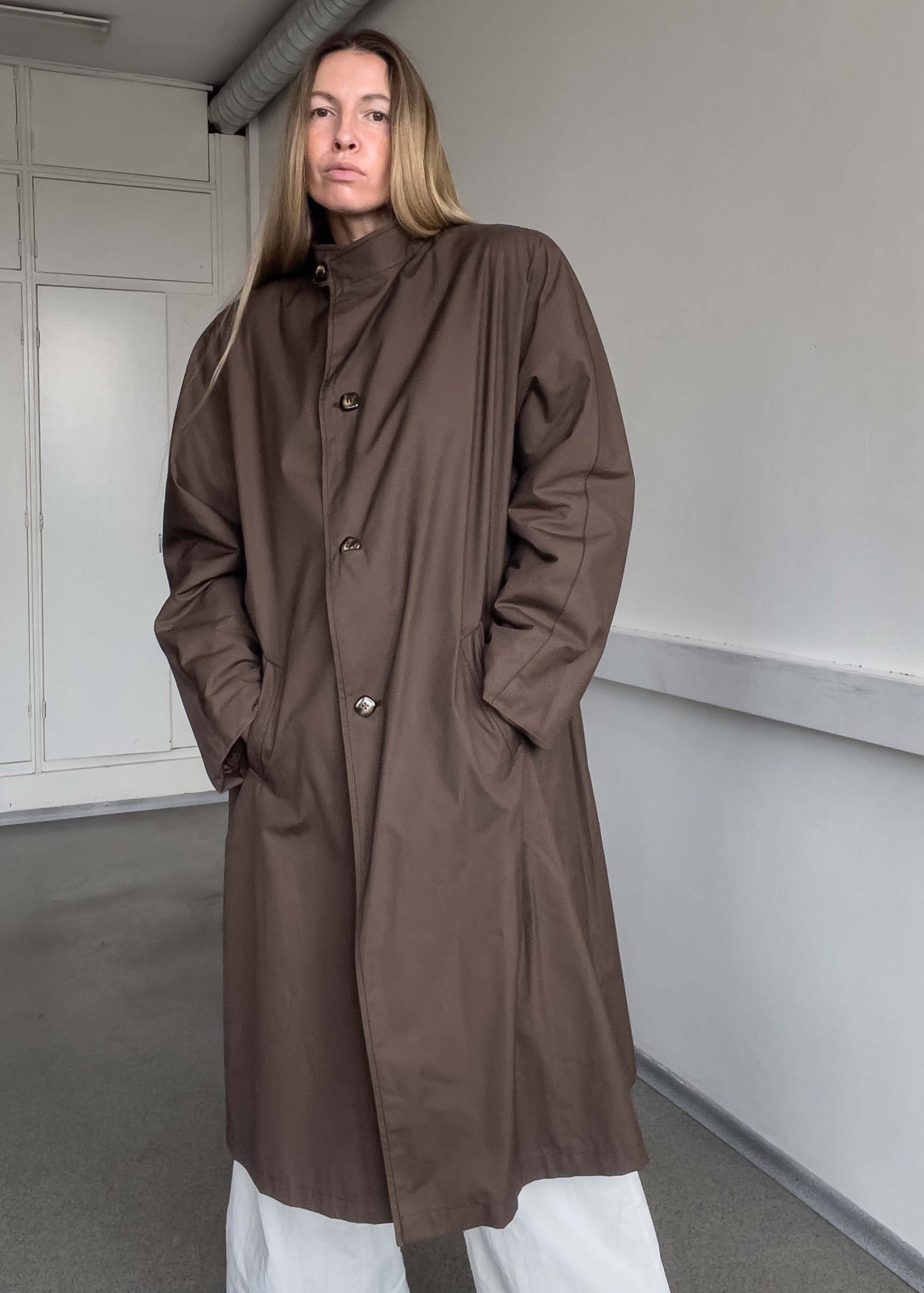 Vintage Brown Oversized Warm Rain Coat