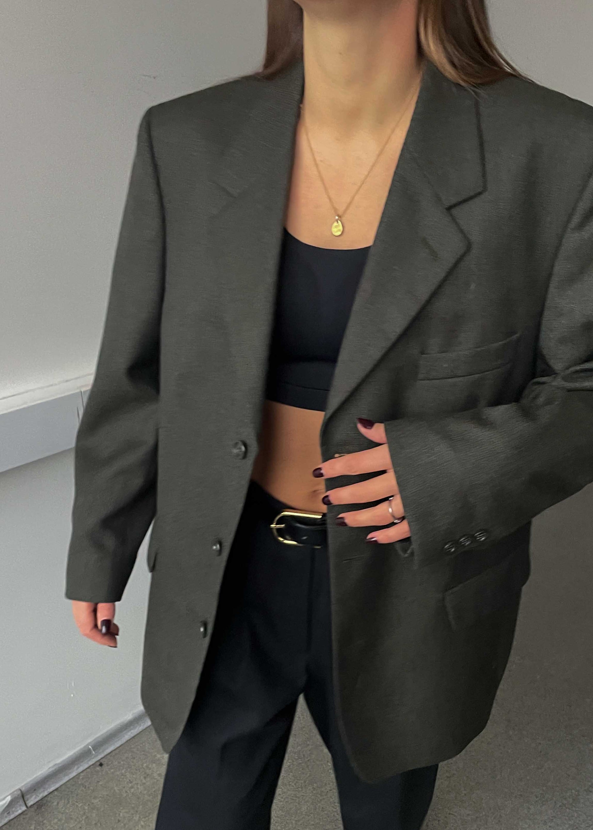 Vintage Khaki Green Oversized Blazer